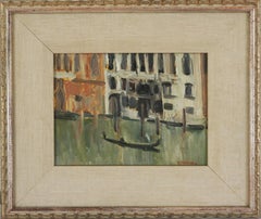 Óleo de principios del siglo XX Gran Canal de Venecia al atardecer (2 caras)