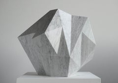 August Moon Waxing by Richard Perry, Abstract sculpture, Carrara marble, White