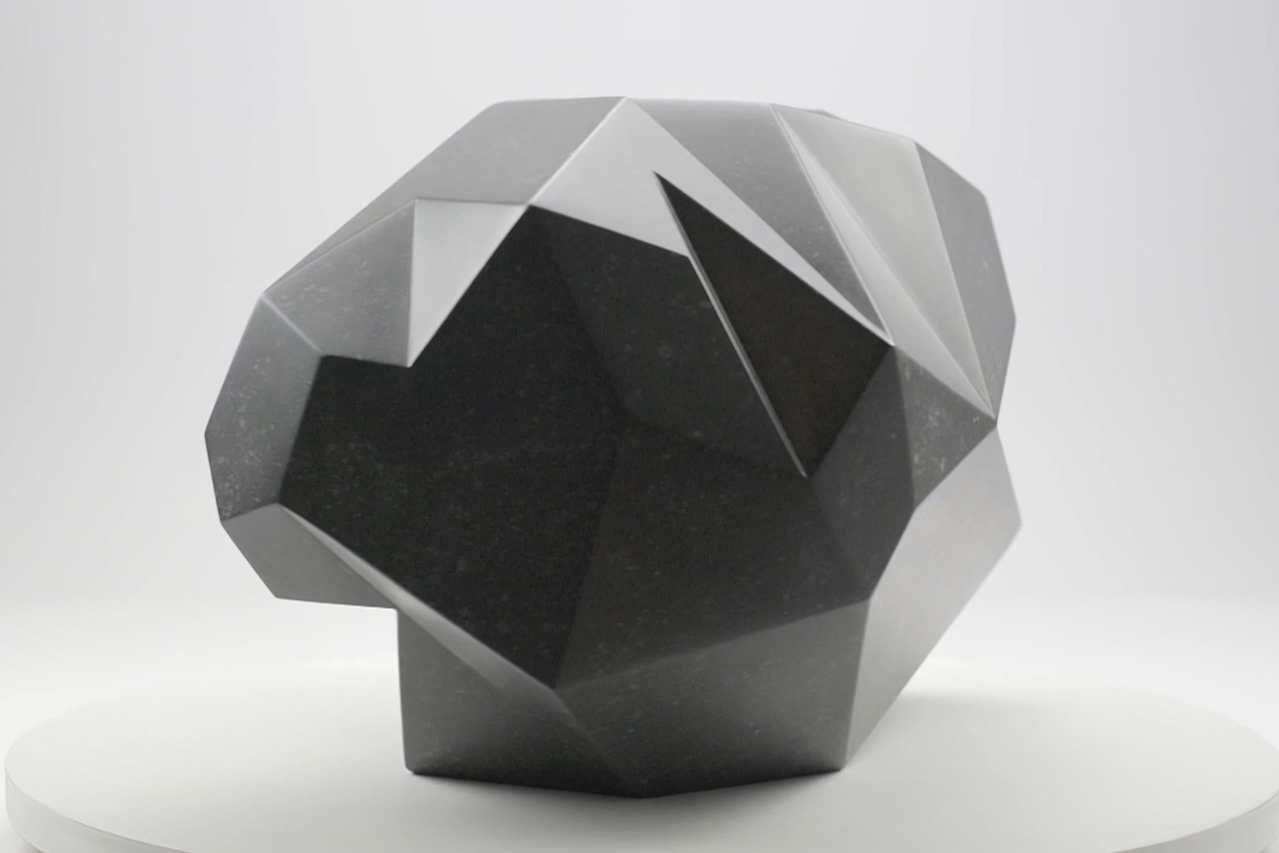 Halley 1 By Richard Perry - Abstract sculpture, Irish blue limestone, geometric For Sale 9