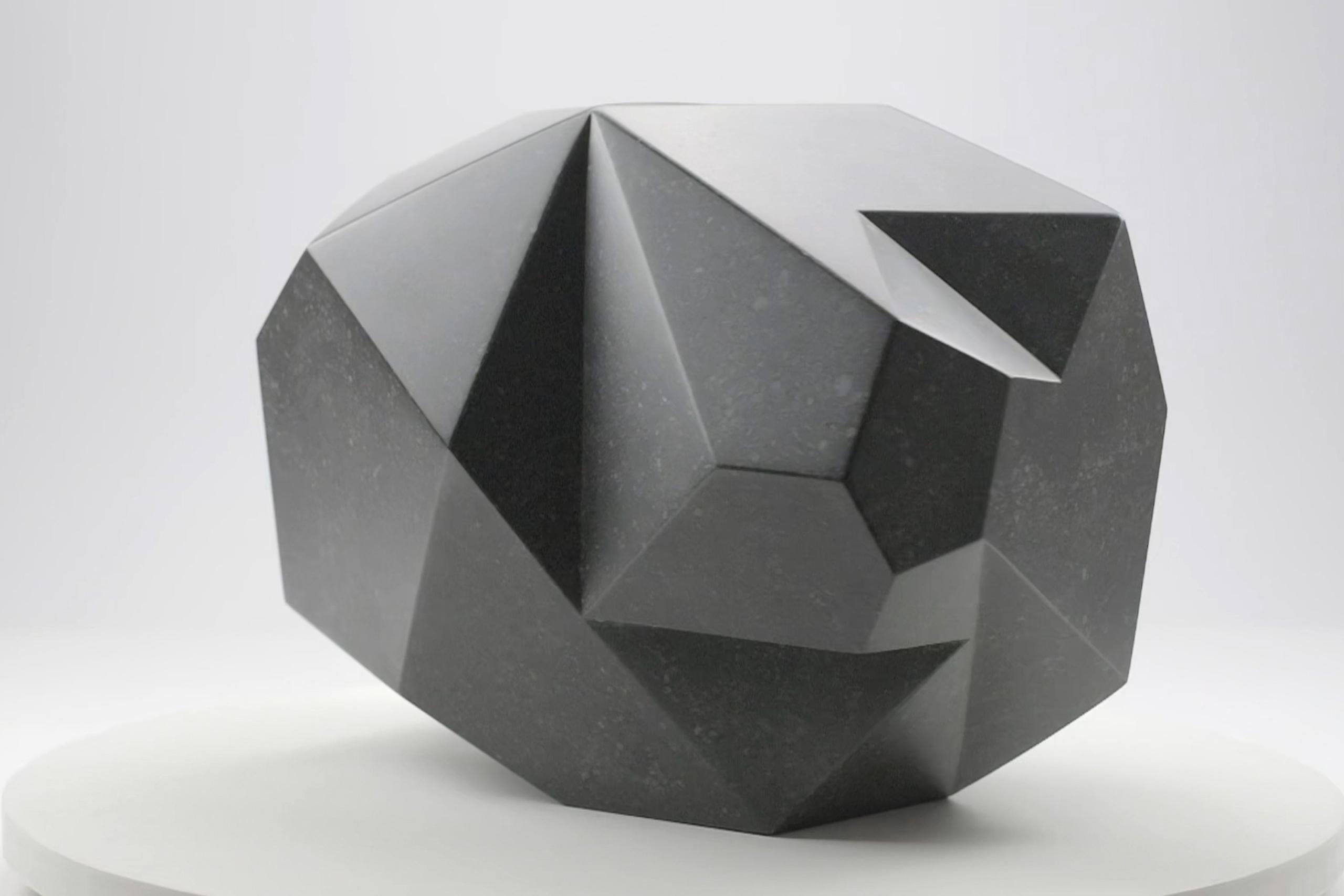 Halley 1 By Richard Perry - Abstract sculpture, Irish blue limestone, geometric For Sale 12