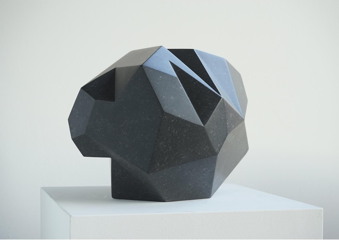 Halley 1 By Richard Perry - Abstract sculpture, Irish blue limestone, geometric For Sale 2