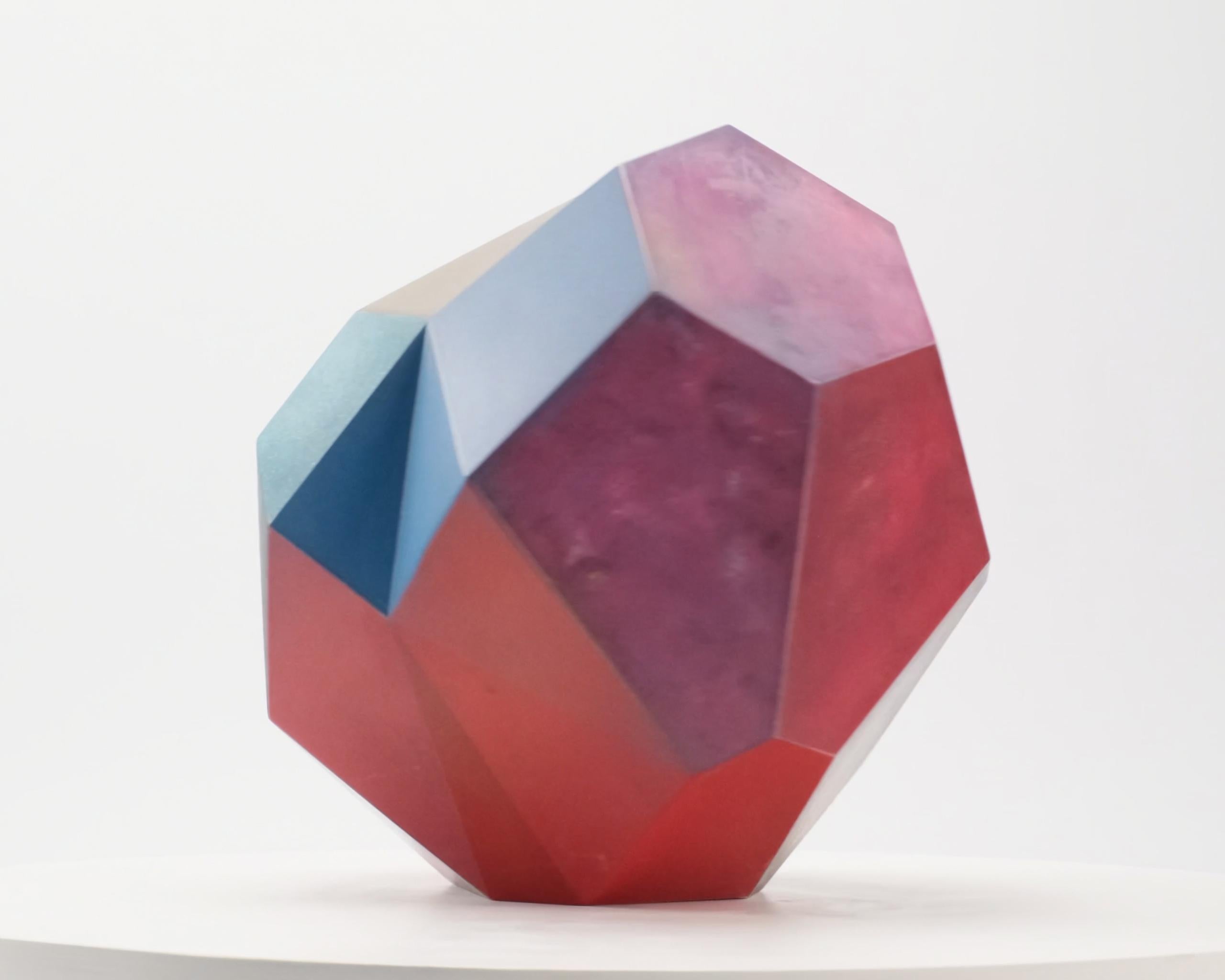 Kora by Richard Perry -Abstract sculpture, Carrara marble, colourful, paint, wax For Sale 1