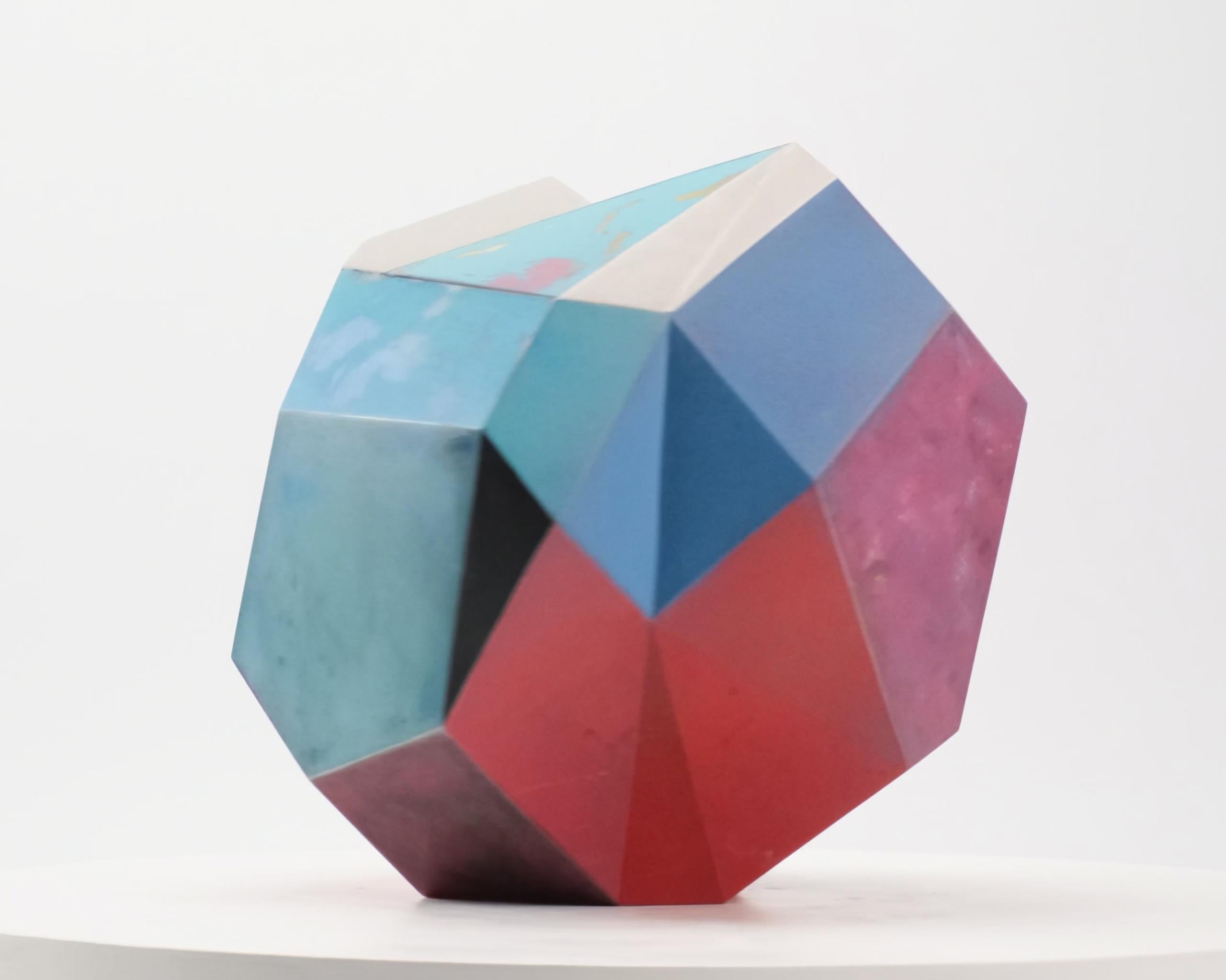 Kora by Richard Perry -Abstract sculpture, Carrara marble, colourful, paint, wax For Sale 2