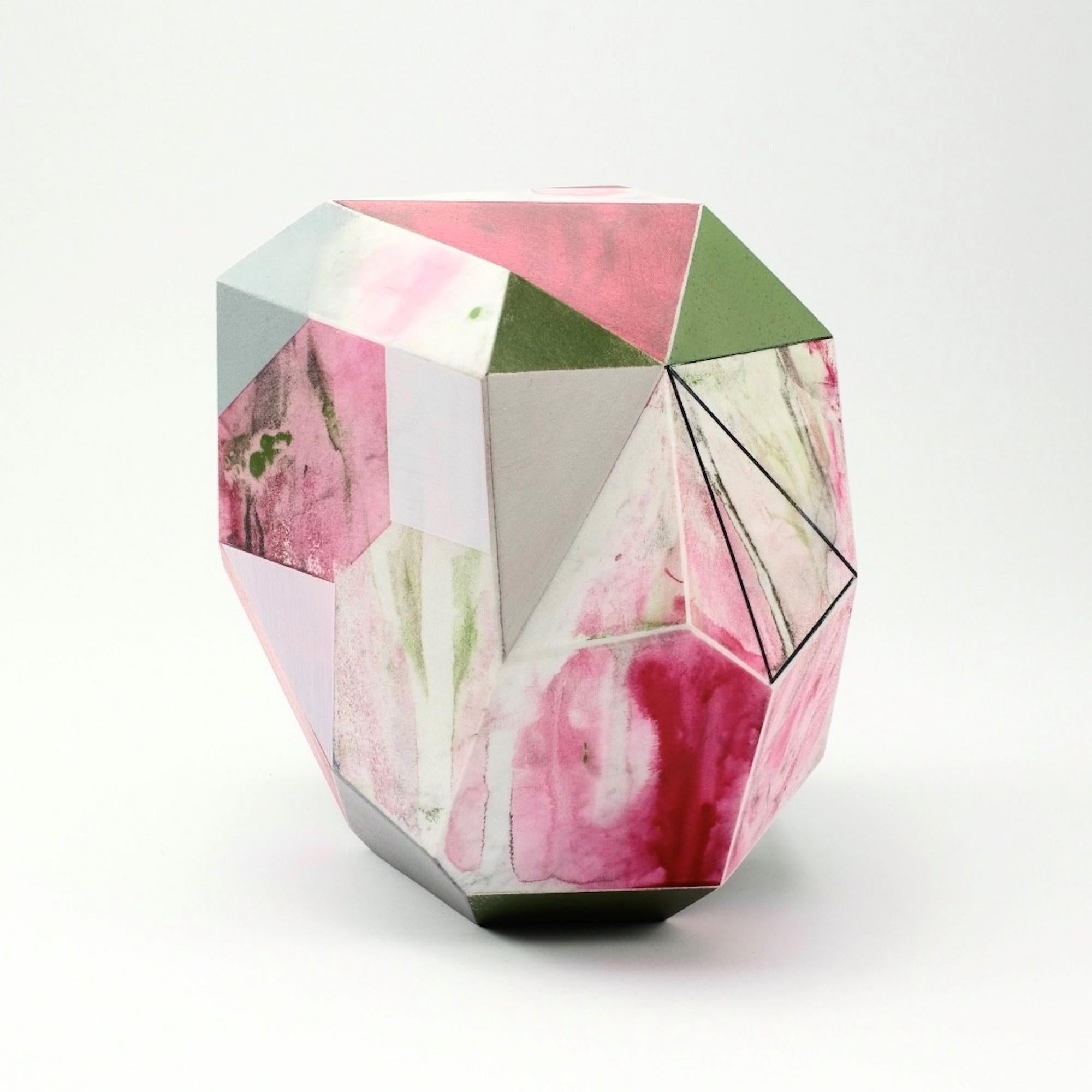 Luna by Richard Perry - Abstract sculpture, Carrara marble, colourful, paint For Sale 1
