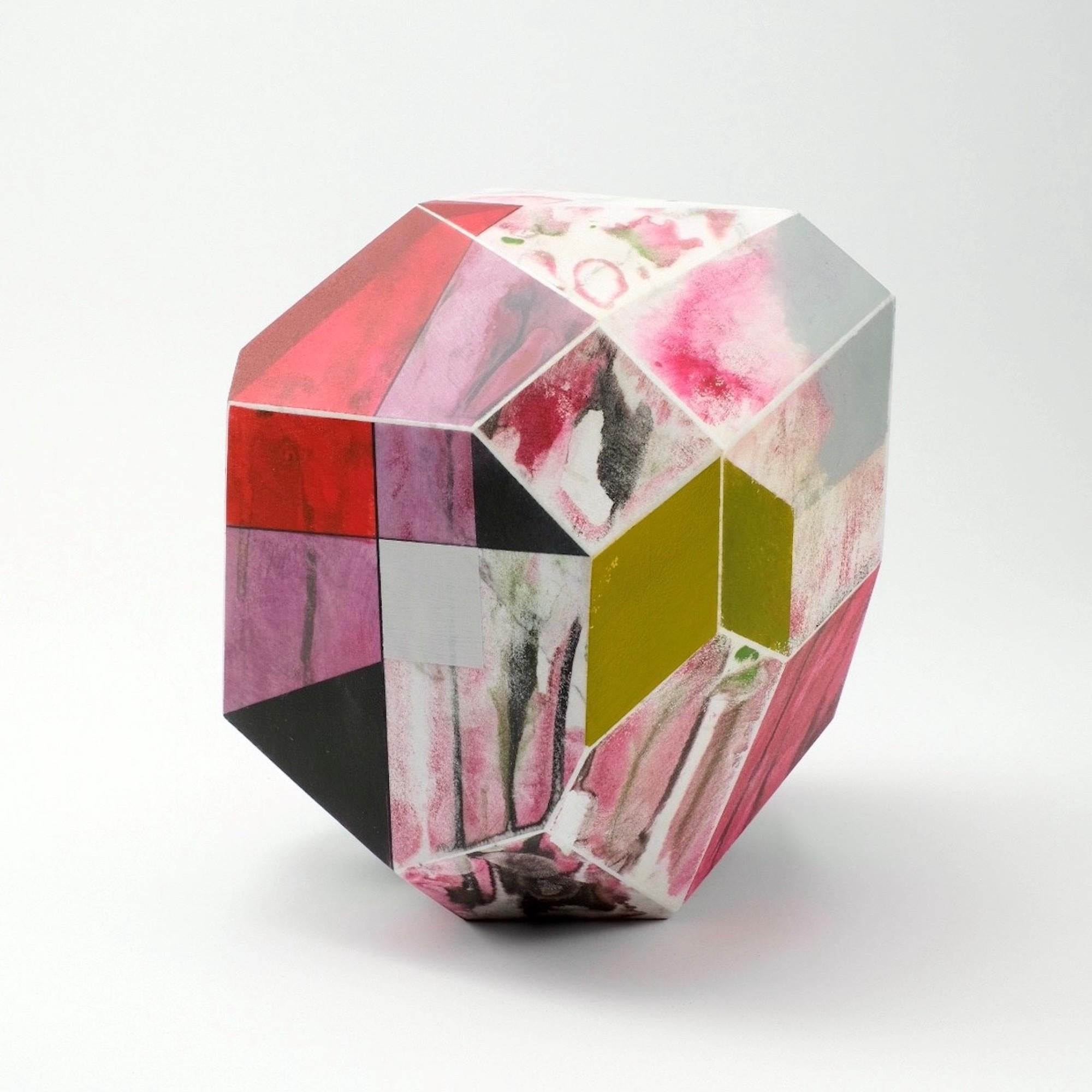 Luna by Richard Perry - Abstract sculpture, Carrara marble, colourful, paint For Sale 1