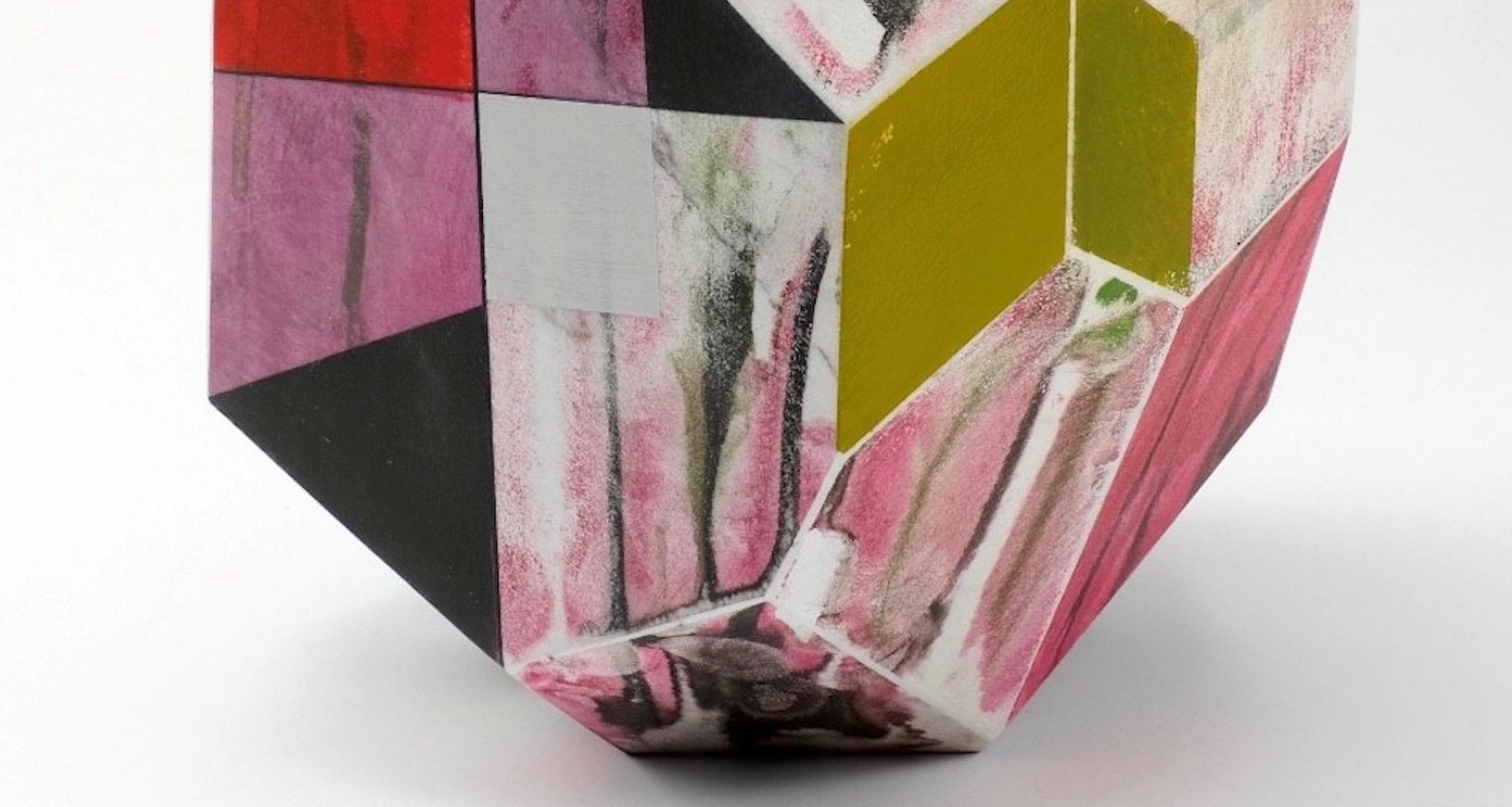 Luna by Richard Perry - Abstract sculpture, Carrara marble, colourful, paint For Sale 2