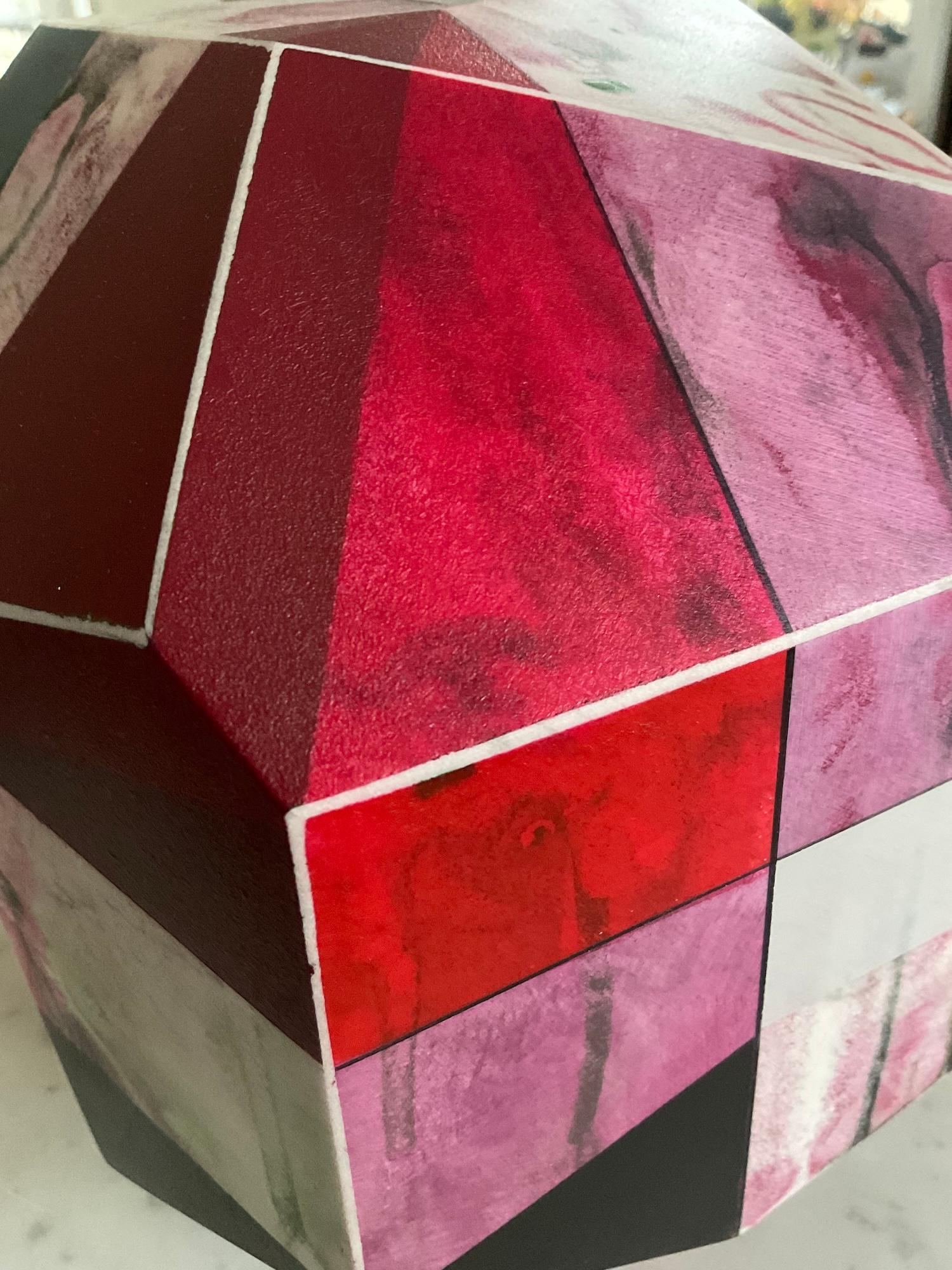 Luna by Richard Perry -Abstract sculpture, Carrara marble, colourful, paint, wax For Sale 7