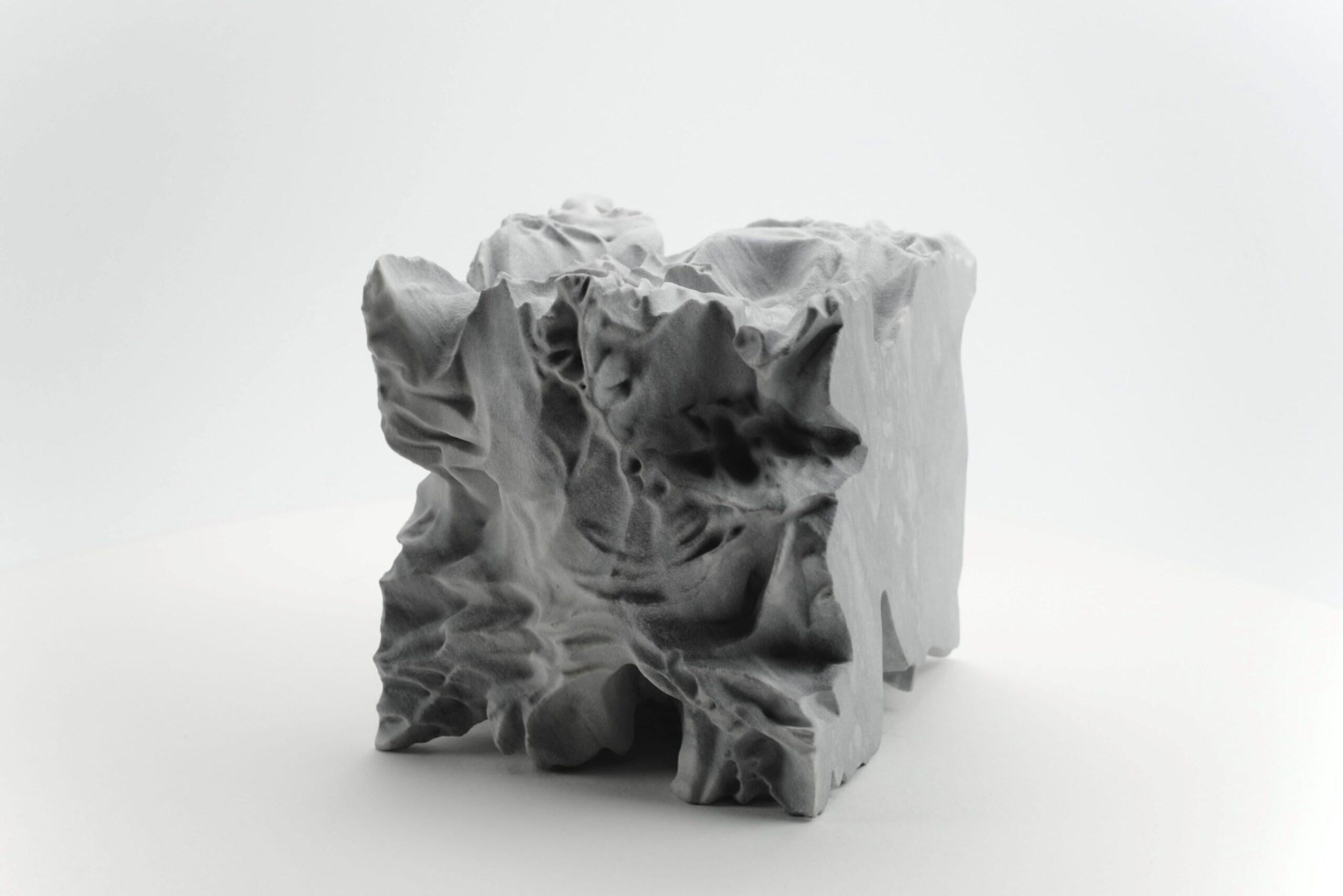 Moth by Richard Perry - Organic form, abstract sculpture, Bardiglio marble, grey For Sale 3