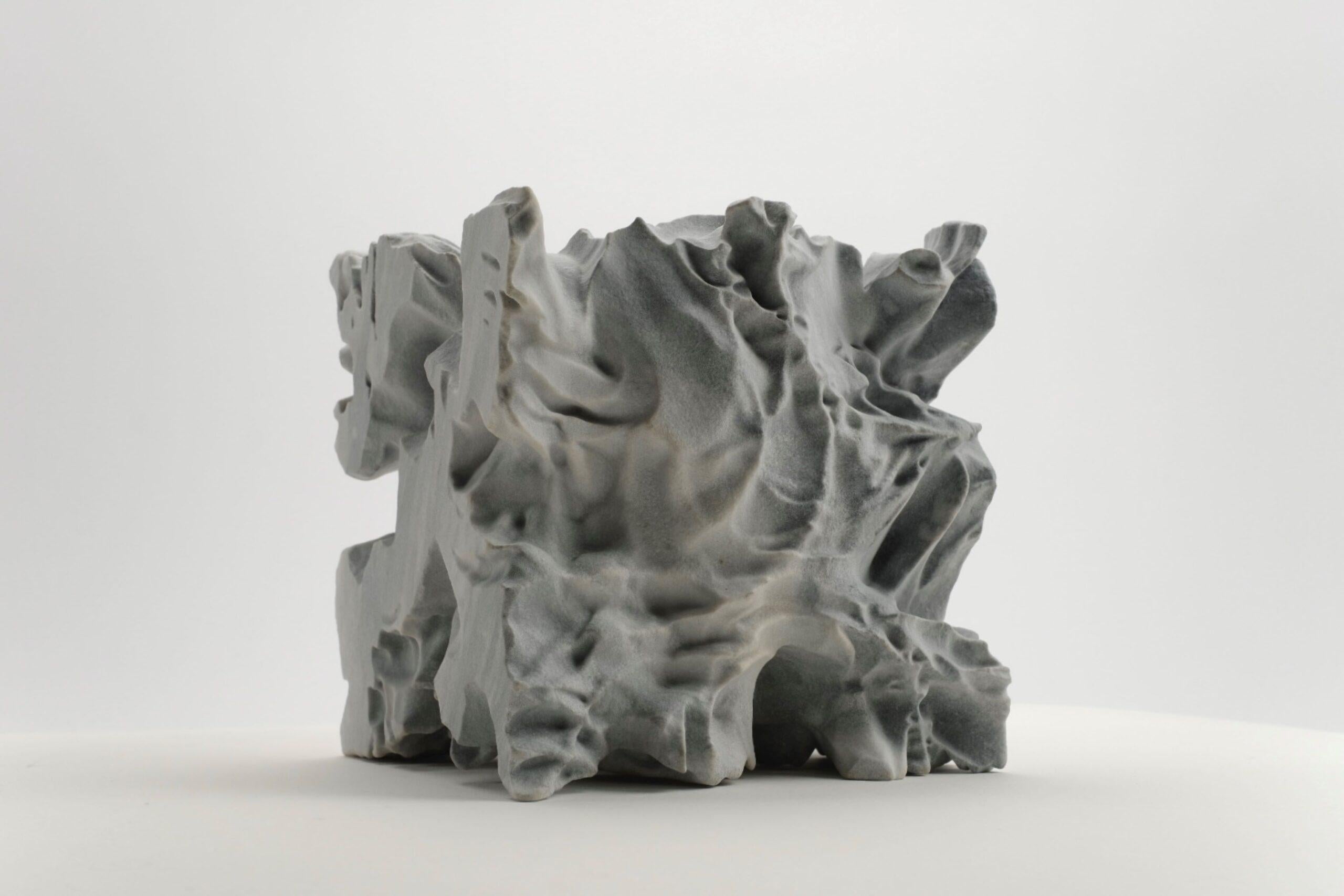 Moth is a unique Bardiglio marble sculpture by contemporary artist Richard Perry, dimensions are 15 × 20.5 × 20.5 cm (5.9 × 8.1 × 8.1 in). 
The sculpture is signed and comes with a certificate of authenticity.

This sculpture is a part of the