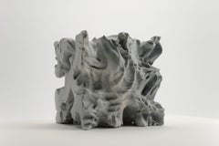 Moth by Richard Perry - Organic form, abstract sculpture, Bardiglio marble, grey