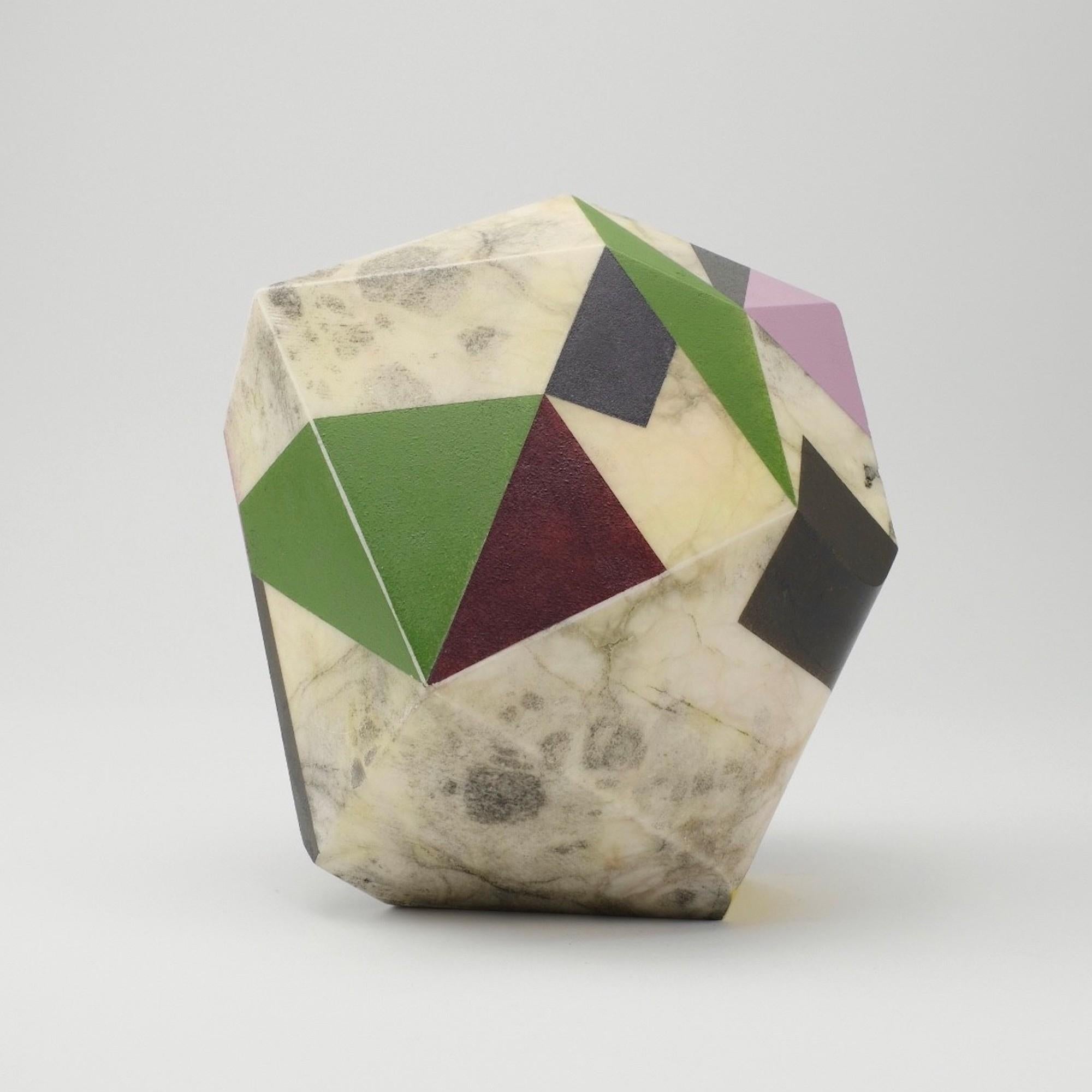 October Moon by Richard Perry - Abstract sculpture, Alabaster, colourful, paint For Sale 1