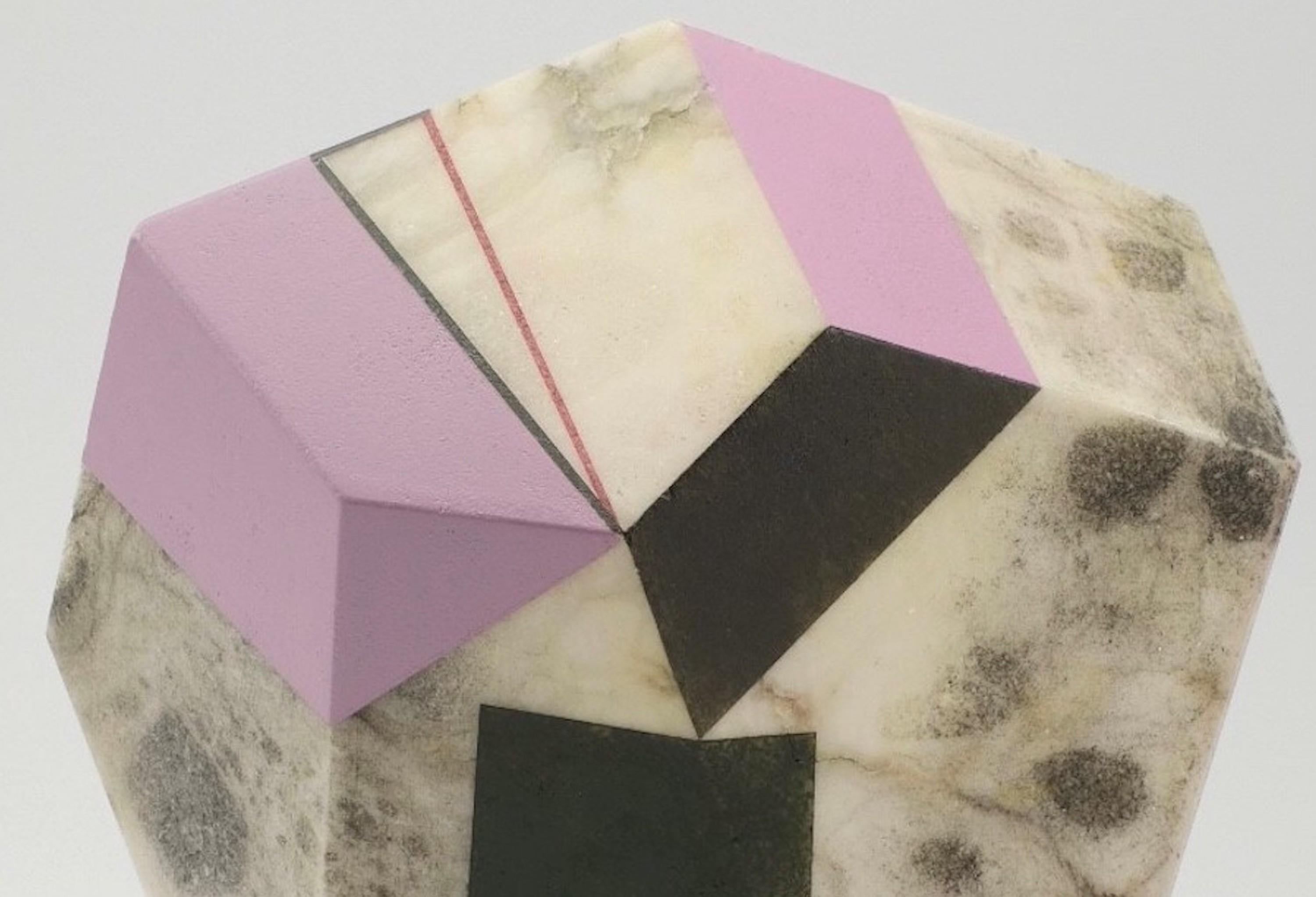 October Moon by Richard Perry - Abstract sculpture, Alabaster, colourful, paint For Sale 3