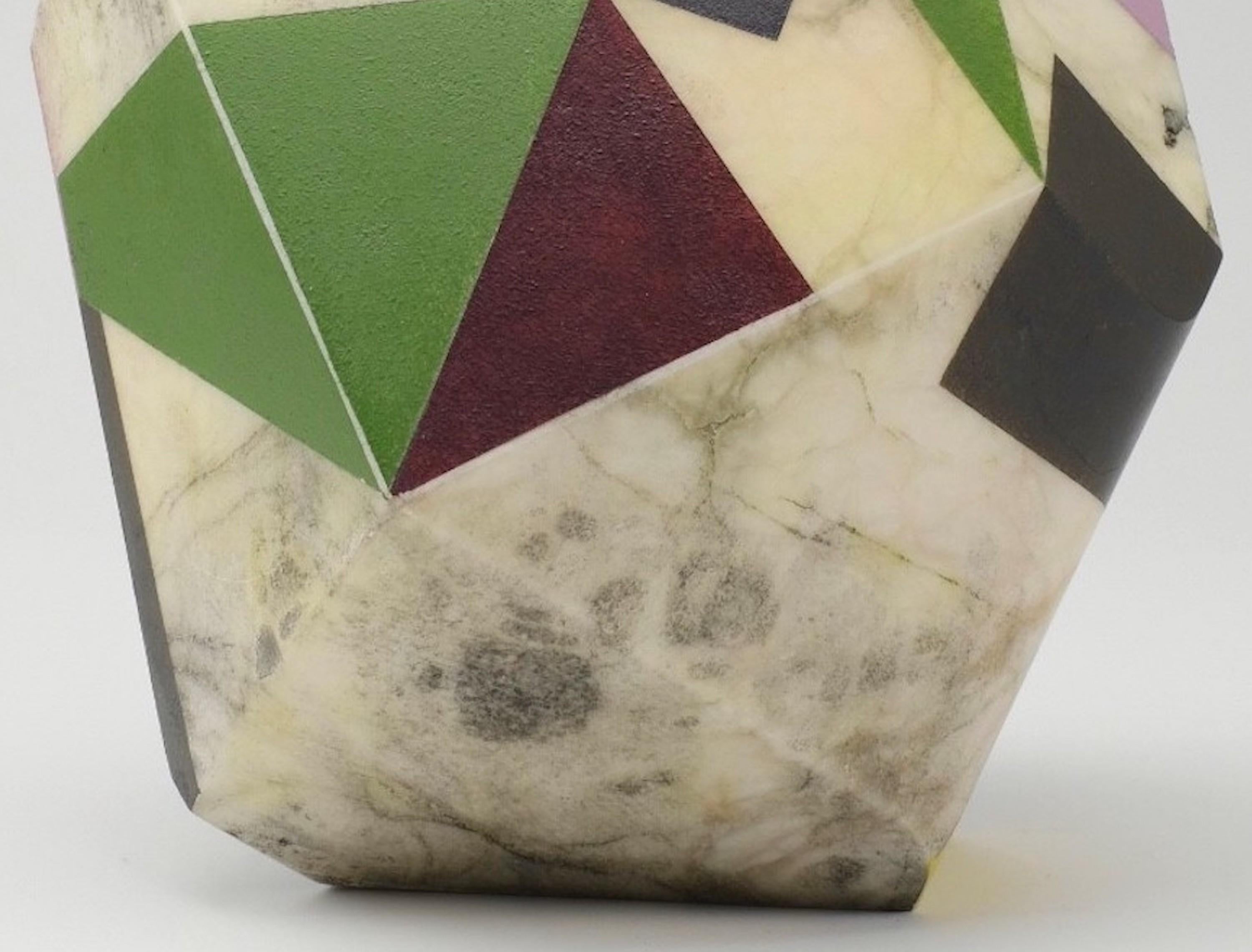 October Moon by Richard Perry - Abstract sculpture, Alabaster, colourful, paint For Sale 4