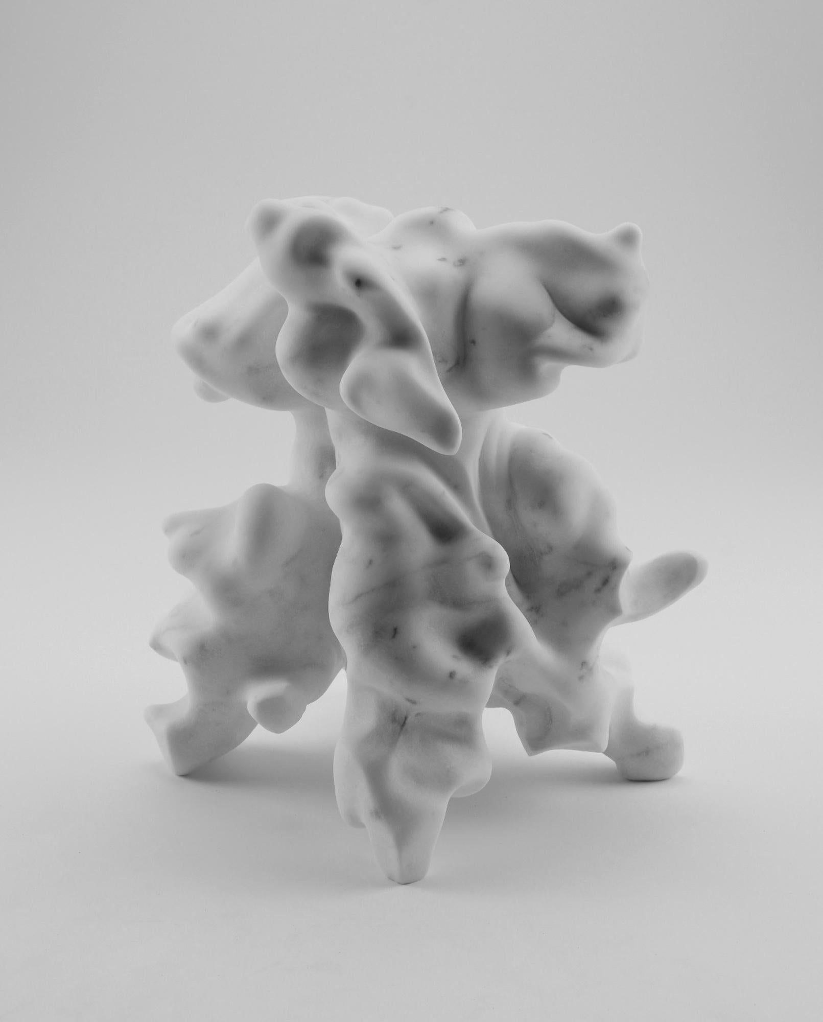 Sculpture organique et abstraite Selene de Richard Perry, marbre de Carrare, blanc en vente 1