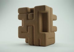 Seis caras de un cubo de Richard Perry - Escultura geométrica abstracta, arenisca