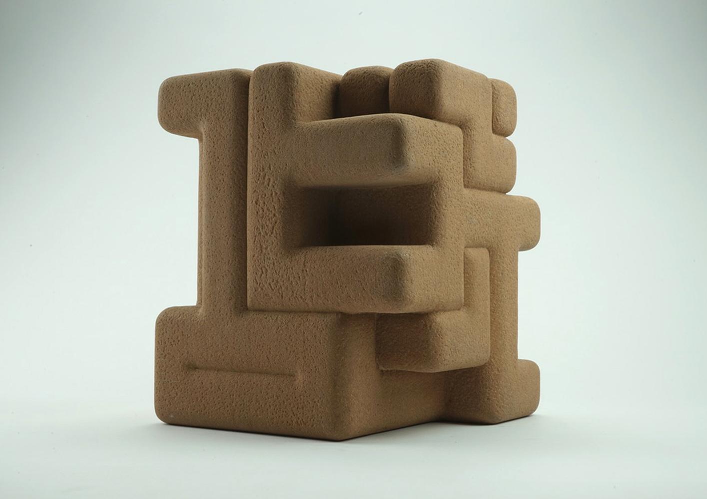 Six sides to a cube by Richard Perry - Abstract geometric sculpture, sandstone For Sale 1