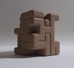 Seis caras de un cubo de Richard Perry - Escultura geométrica abstracta, arenisca