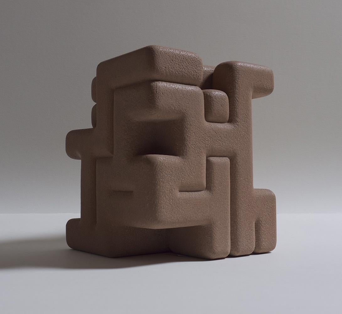 Six sides to a cube by Richard Perry - Abstract Geometric Sculpture, Sandstone