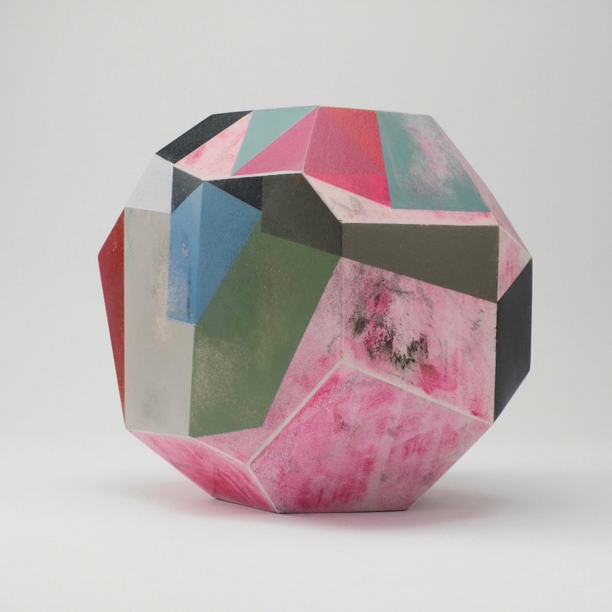 Theia by Richard Perry - Abstract sculpture, Carrara marble, colourful, pink For Sale 1