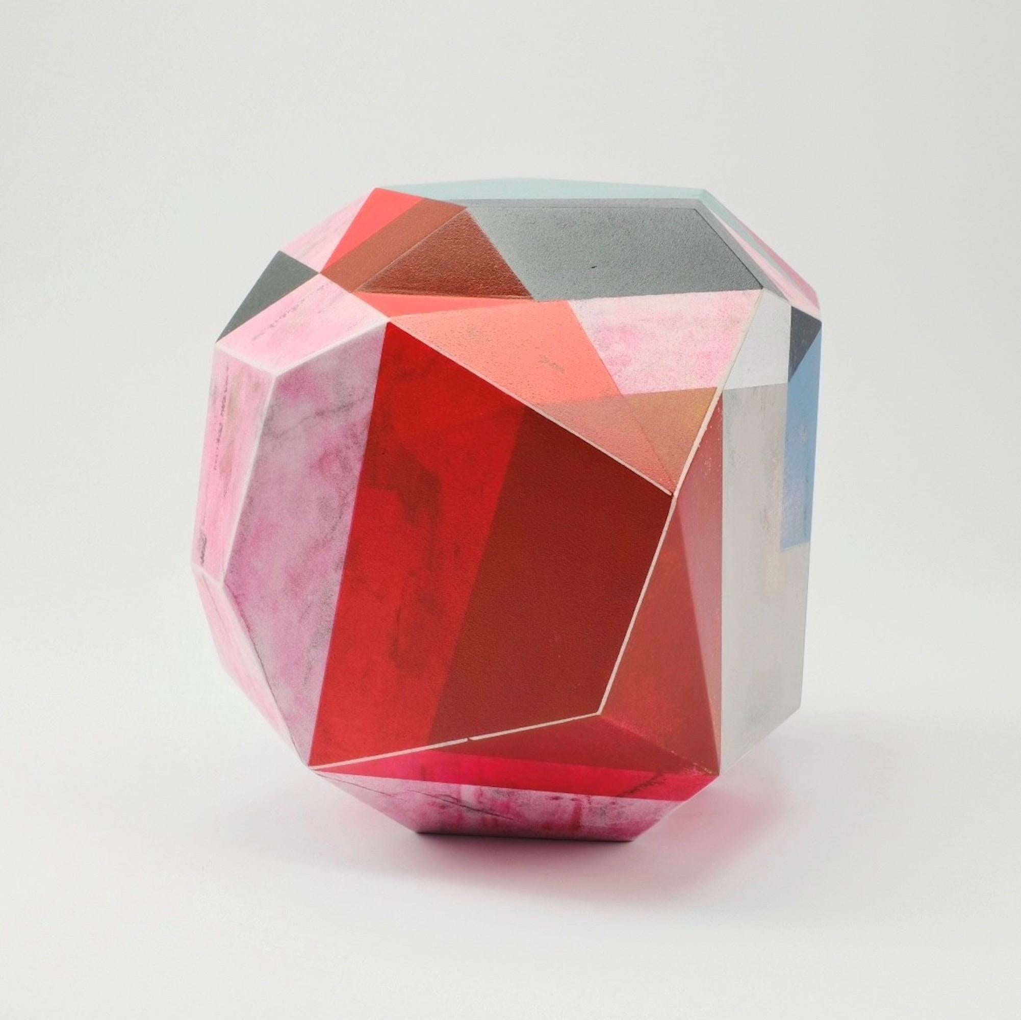 Theia by Richard Perry - Abstract sculpture, Carrara marble, colourful, pink For Sale 2