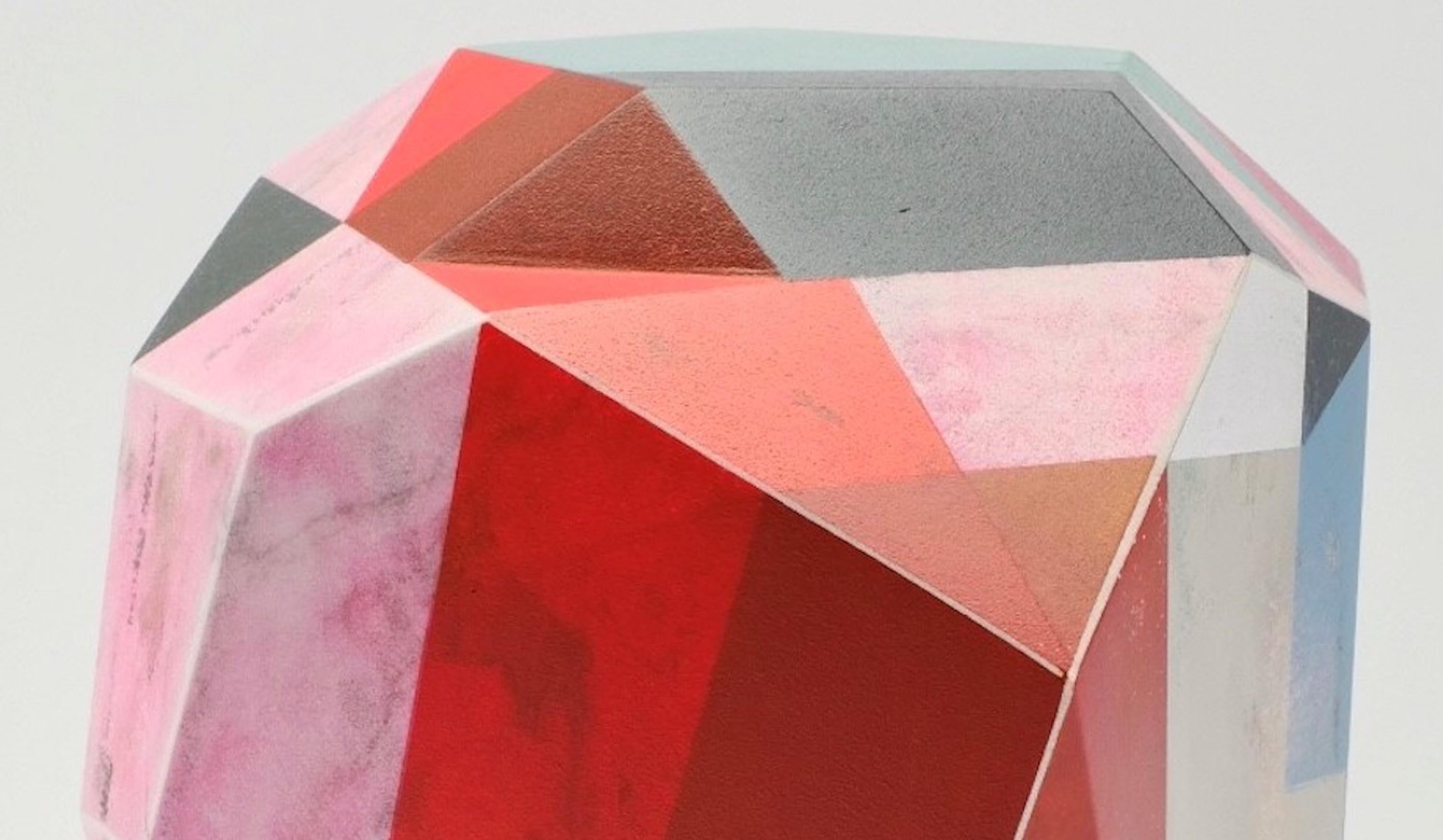 Theia by Richard Perry - Abstract sculpture, Carrara marble, colourful, pink For Sale 3