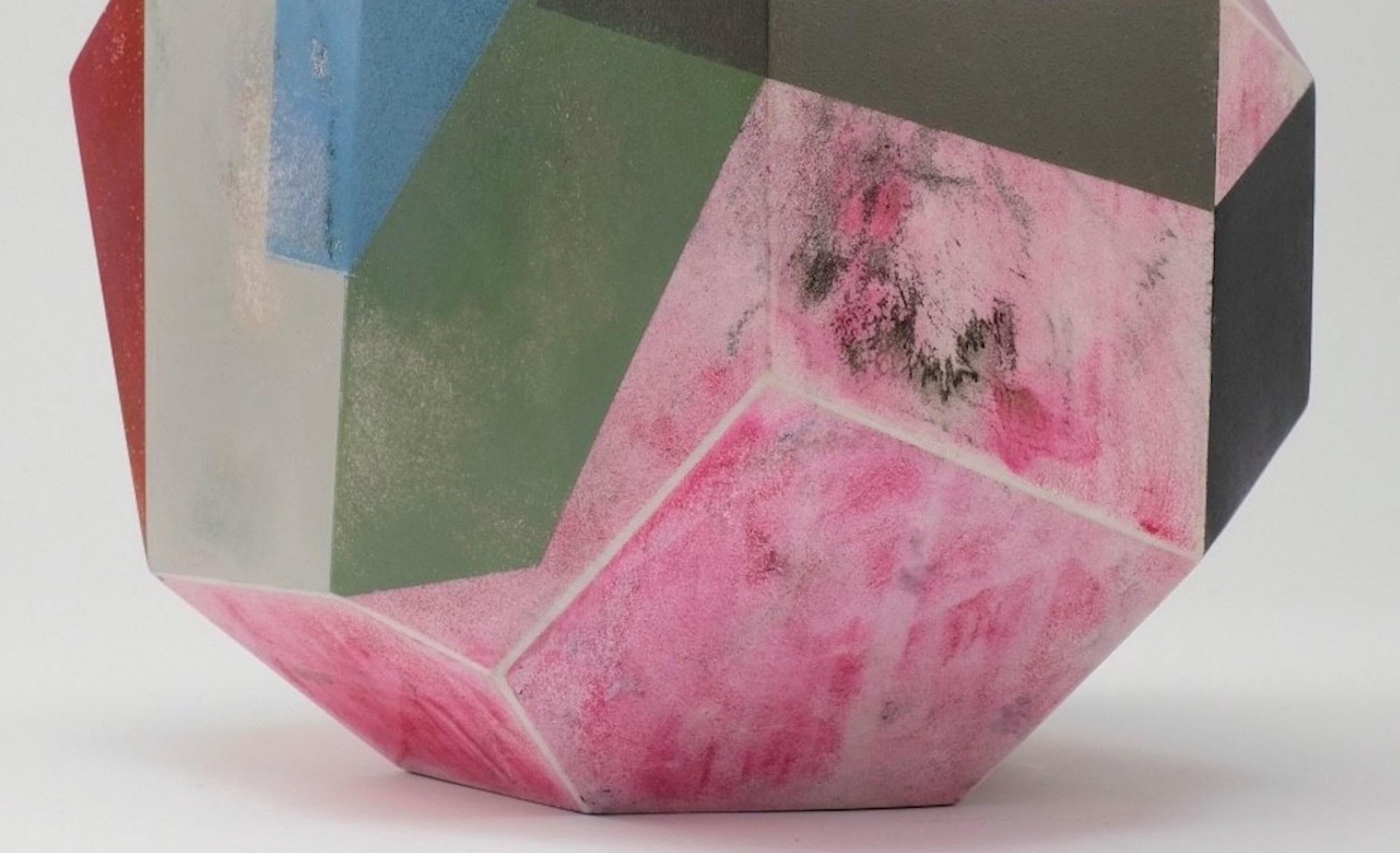 Theia by Richard Perry - Abstract sculpture, Carrara marble, colourful, pink For Sale 4