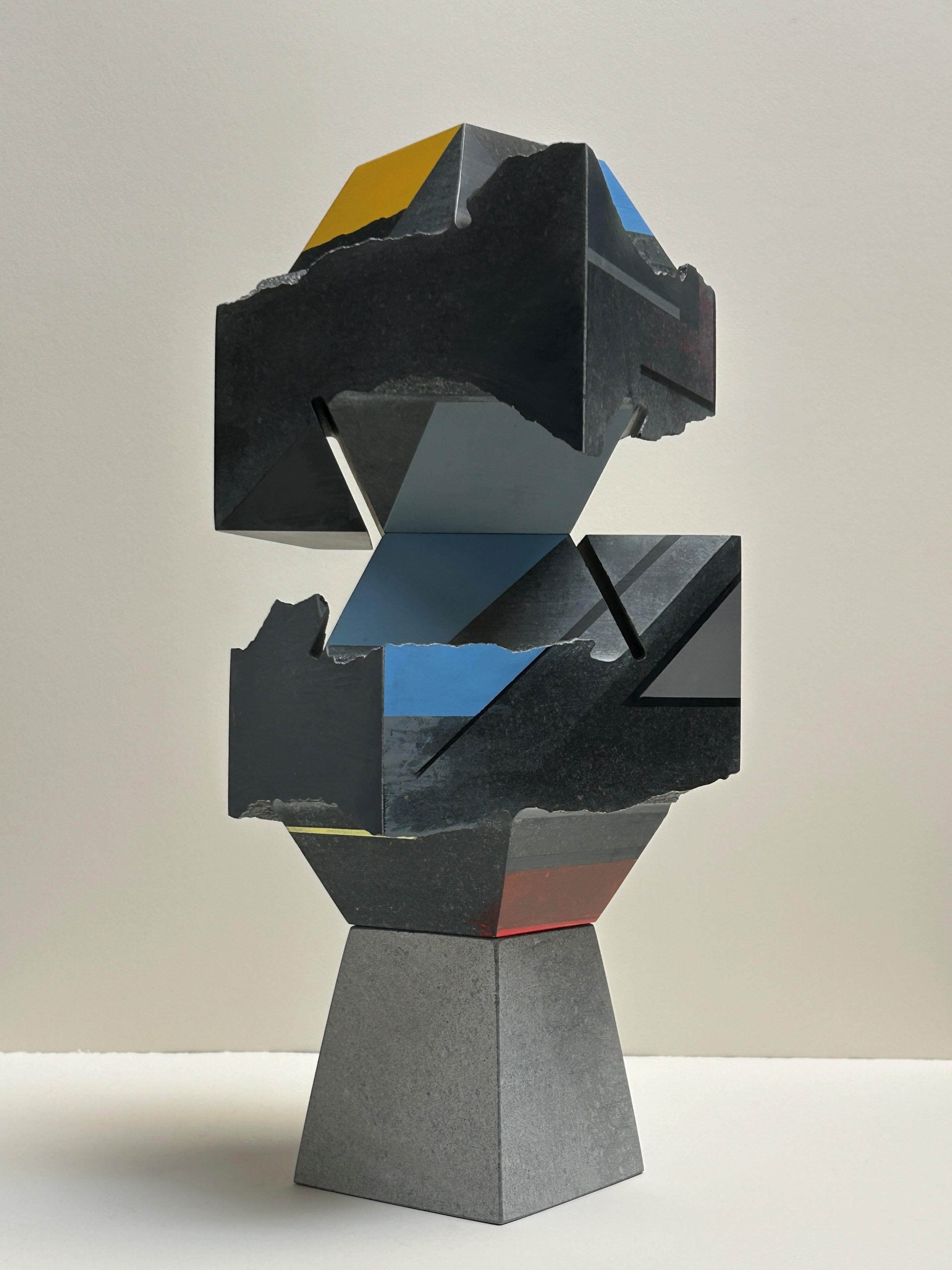 Two stack 3 by Richard Perry - multi-colored, abstract, stone sculpture