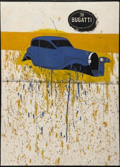 "Bugatti" Richard Pettibone, Pintura Gota Amarilla, Arte Pop, Automóvil Clásico