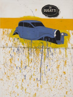 "Bugatti" Richard Pettibone, Pintura Gota Amarilla, Arte Pop, Automóvil Clásico