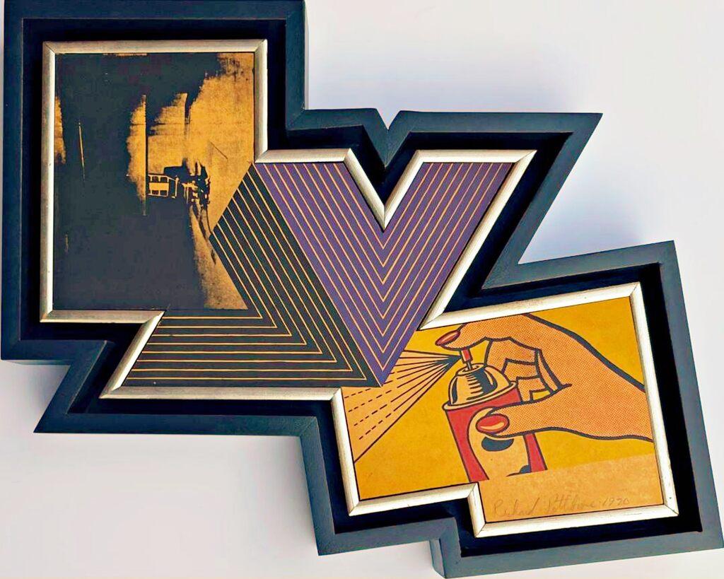Richard Pettibone
The Appropriation Print Andy Warhol, Frank Stella, Roy Lichtenstein, 1970
Silkscreen in colors on masonite board (unique variant on sculpted board)
Hand-signed by artist, Signed and dated on the front (see close up image)
Bespoke