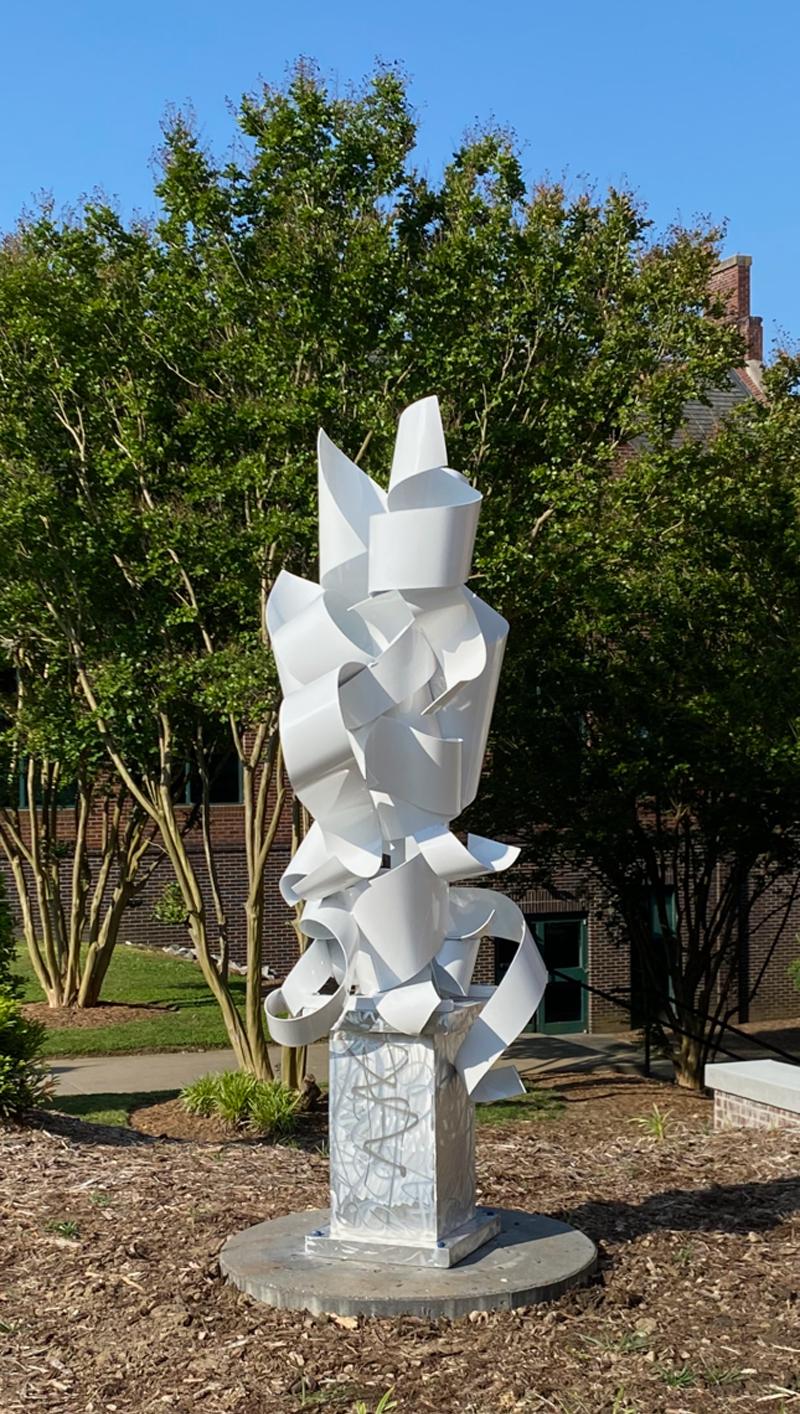 Richard Pitts Abstract Sculpture - "Pages" Large-Scale, Abstract Aluminum Metal Sculpture in White