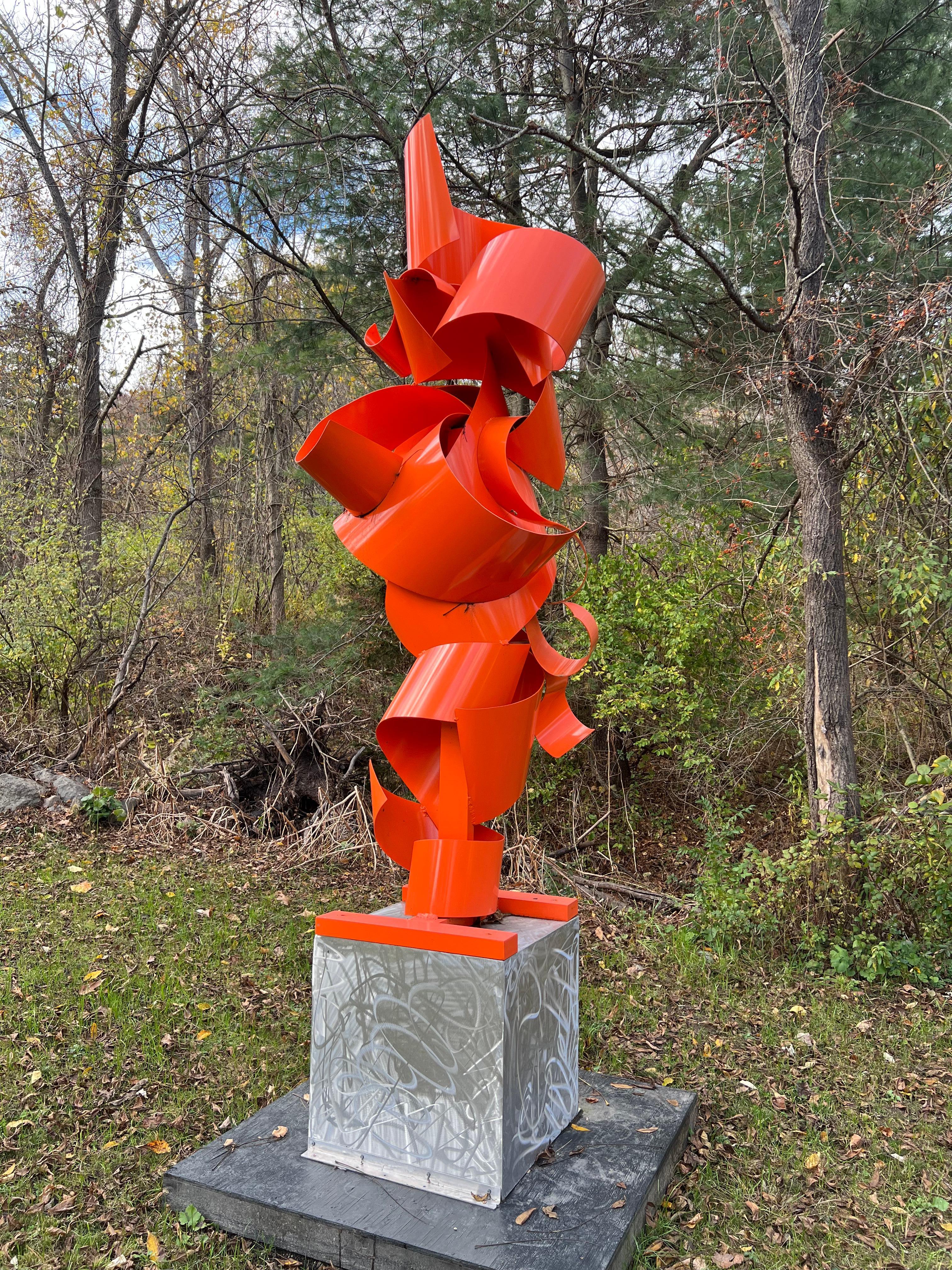 powder coated aluminum - Brown Abstract Sculpture by Richard Pitts