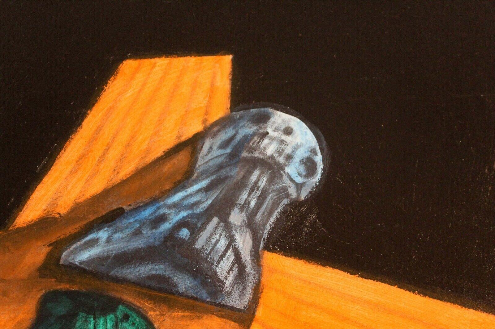 Richard Powers, Science Fiction, Landschaft, Modernes Ölgemälde auf Tafel, gerahmt 1