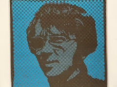 Blue Self Portrait Fabric Weaving #2 by Richard Proctor