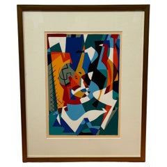 Vintage Abstract Lithograph by Richard Proctor