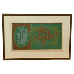 "Status Quo" Green Abstract Lithograph By Richard Proctor # 4/20