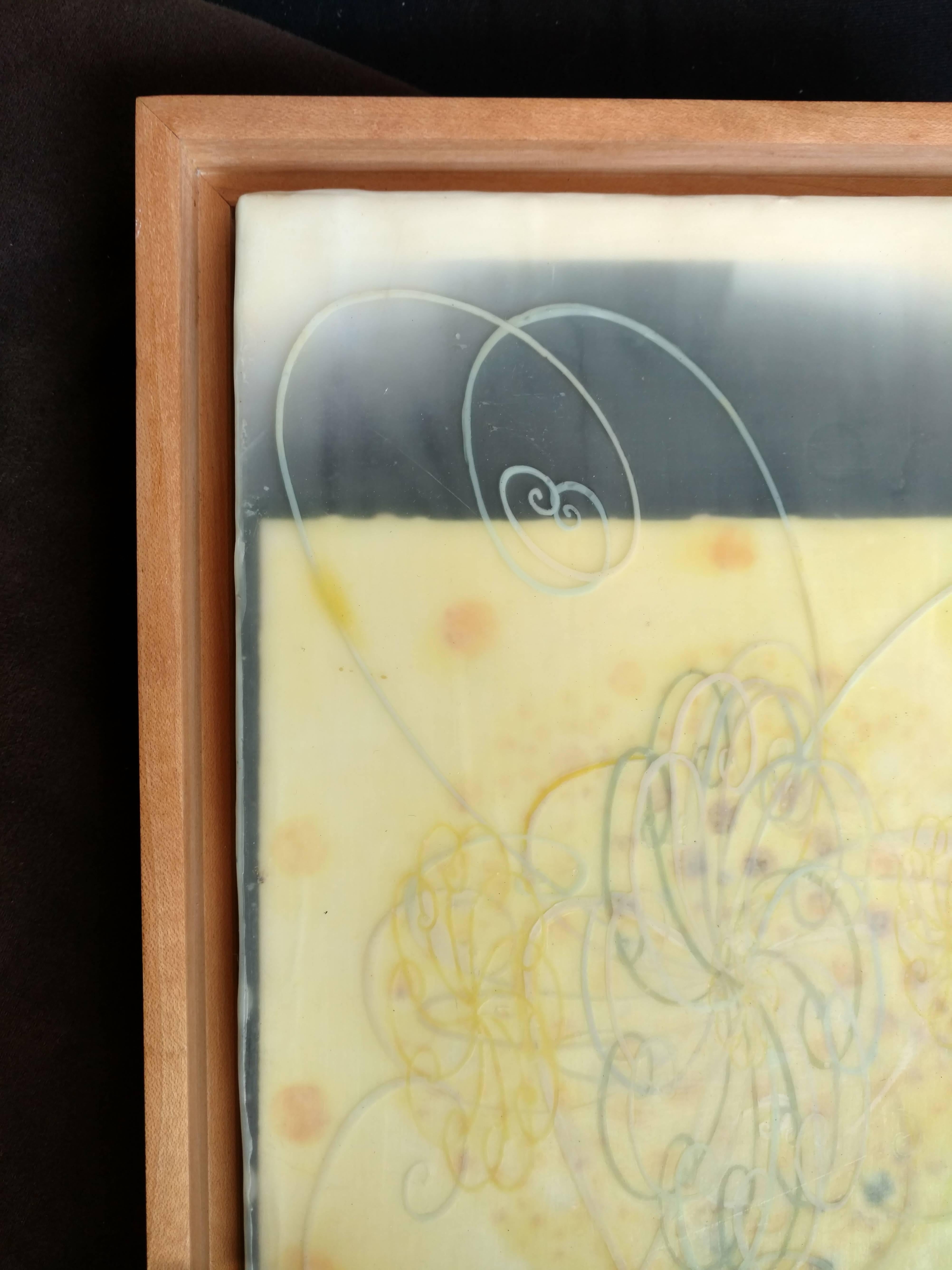 Cloud Chamber, Encaustic and Digital Print on Plywood For Sale 1