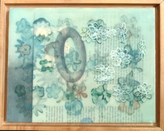 Text with Diagram, Encaustic and Digital Print on Plywood