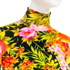 RICHARD QUINN 2020 iconic red pink black floral high neck velvet top UK6 XS