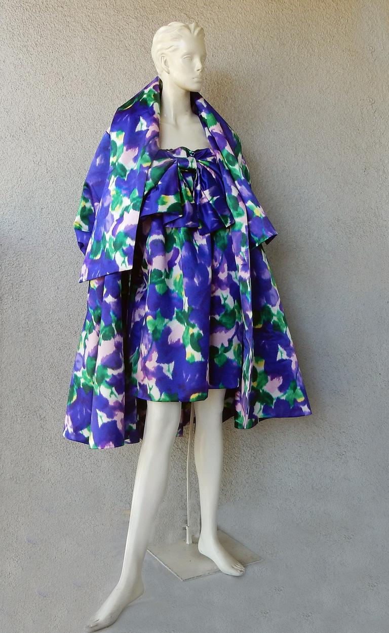 Women's Richard Quinn Runway Duchess Satin & Silk Coat Dress Ensemble For Sale
