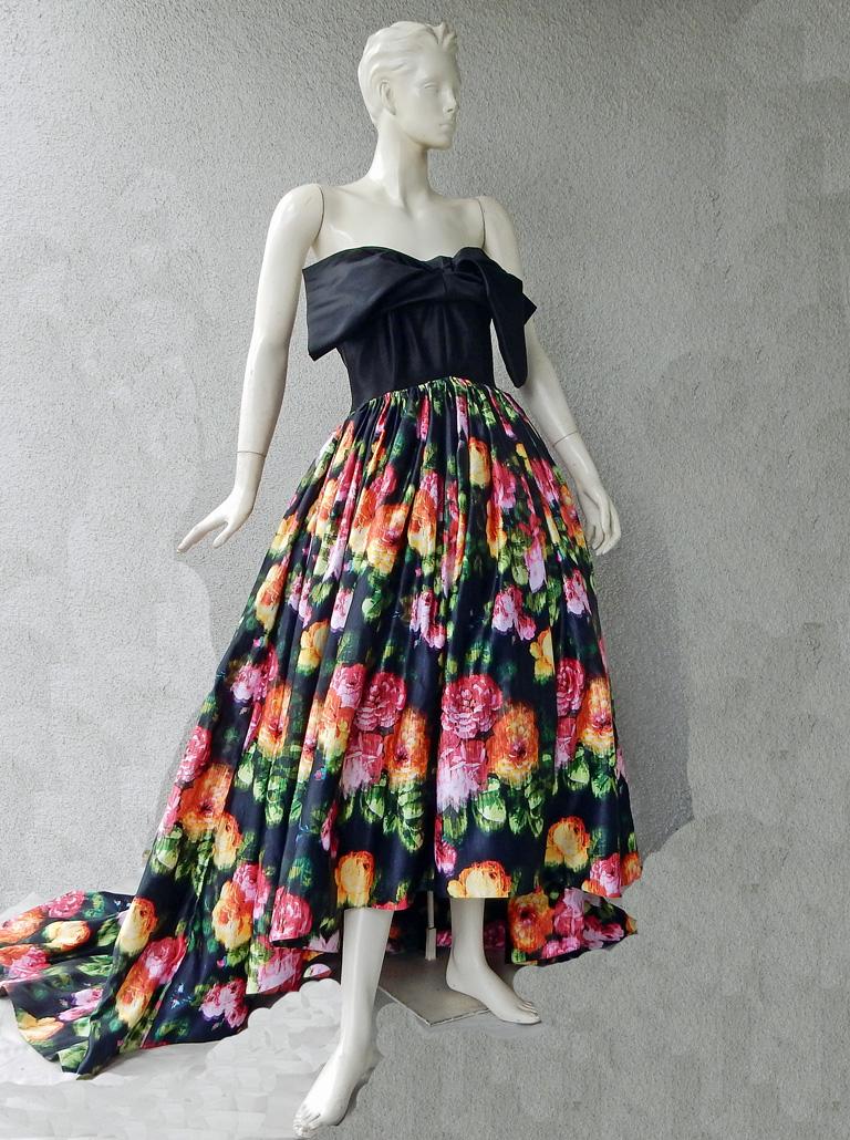 Black Richard Quinn Runway Fabulous Floral Ballgown For Sale