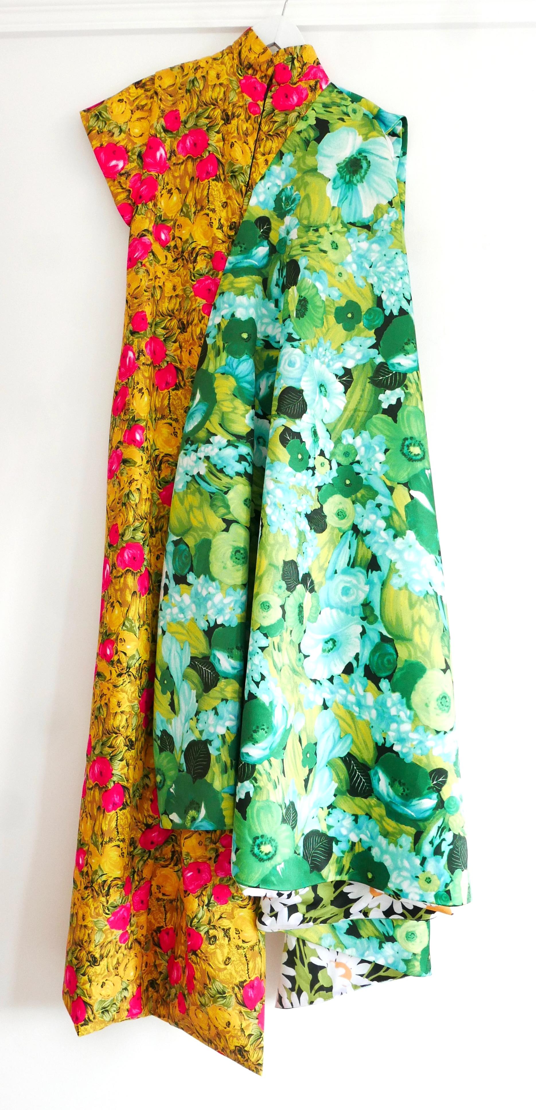 Richard Quinn SS18 Floral Asymmetric Draped Dress For Sale 1