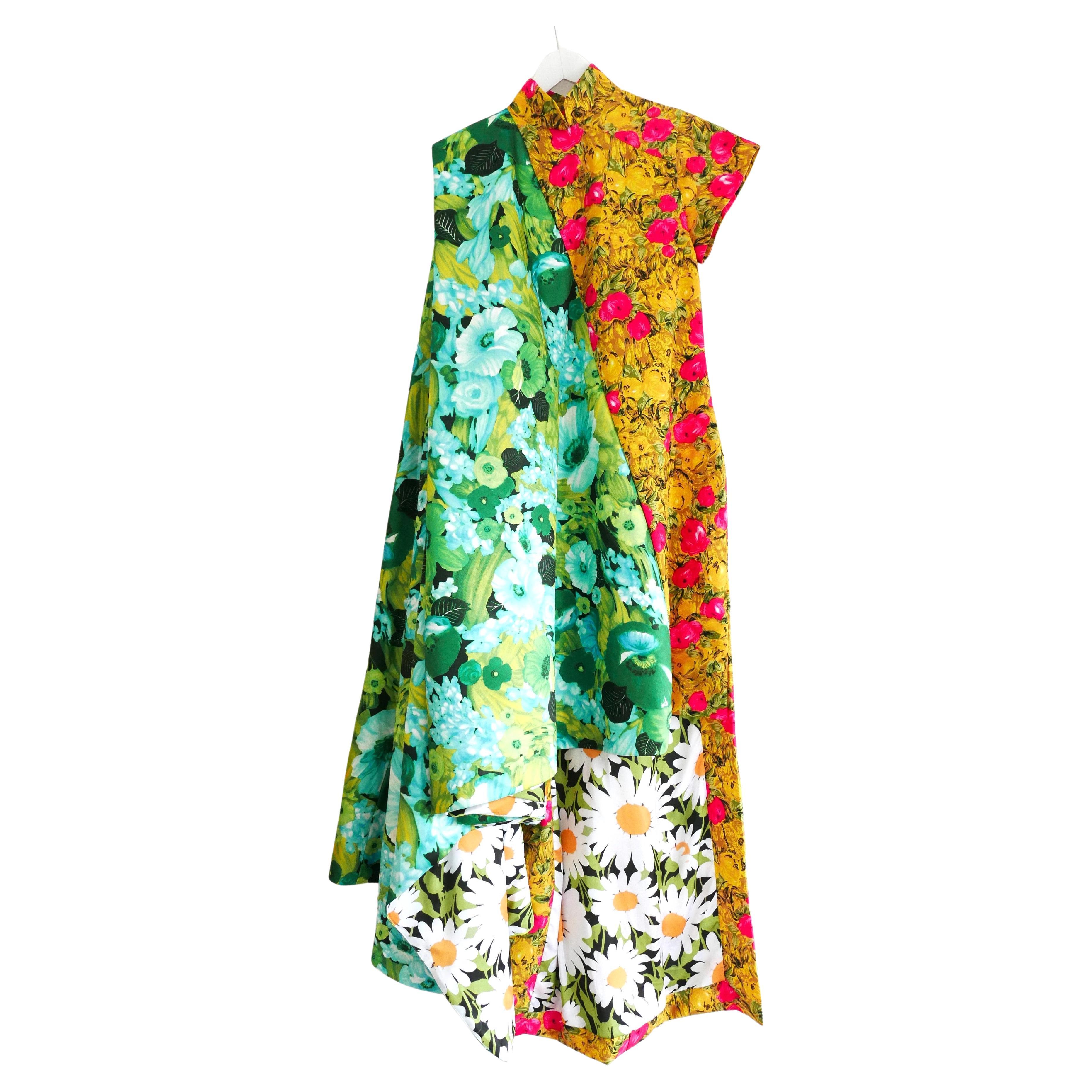 Richard Quinn SS18 Floral Asymmetric Draped Dress For Sale