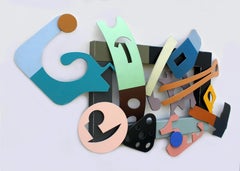 wall sculpture, metal sculpture, colorful, indoor sculpture, "Window 2"