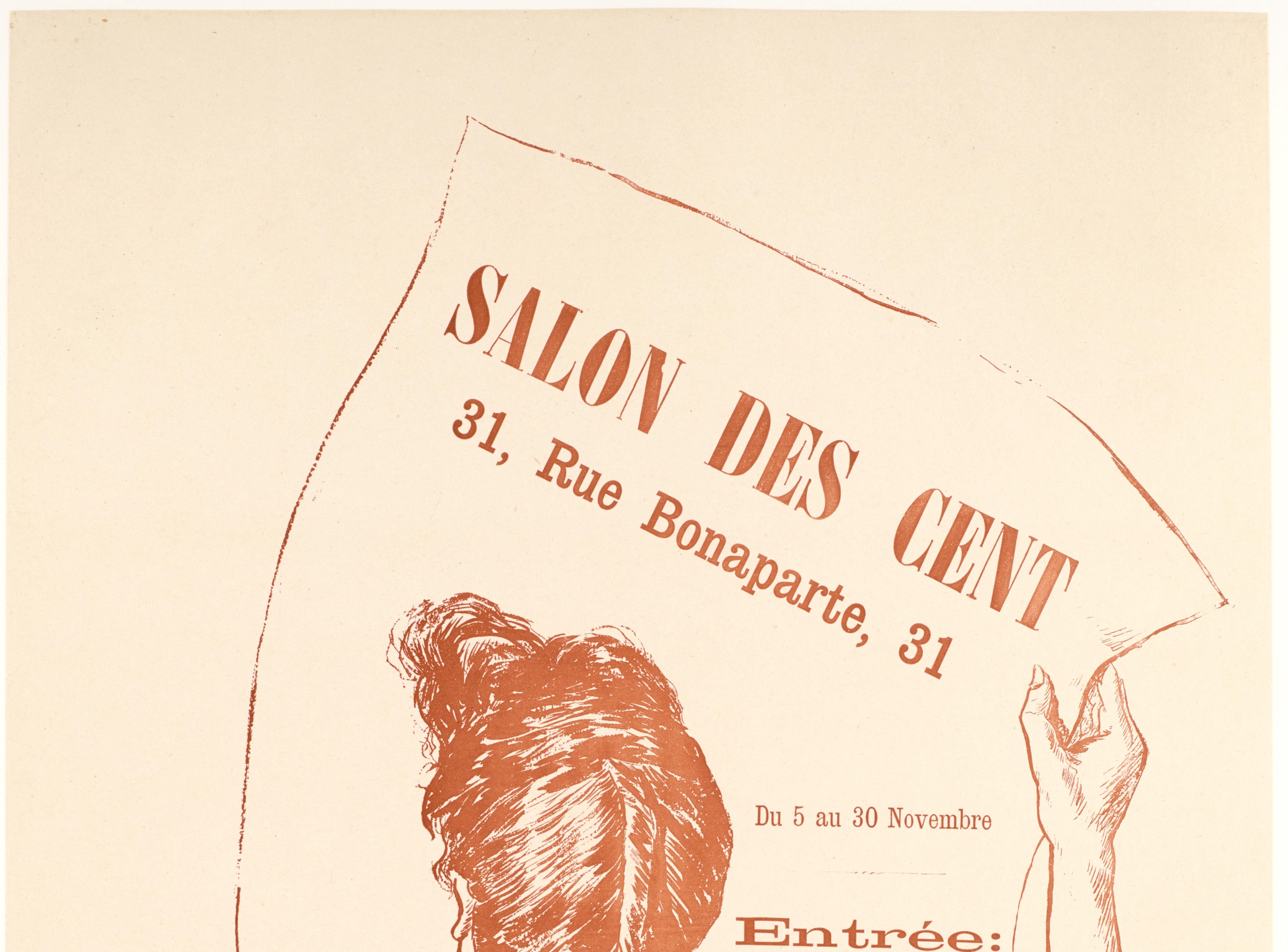 Art Nouveau Richard Ranft, Original Vintage Poster, Salon des Cent, Exhibition, Paris, 1894 For Sale