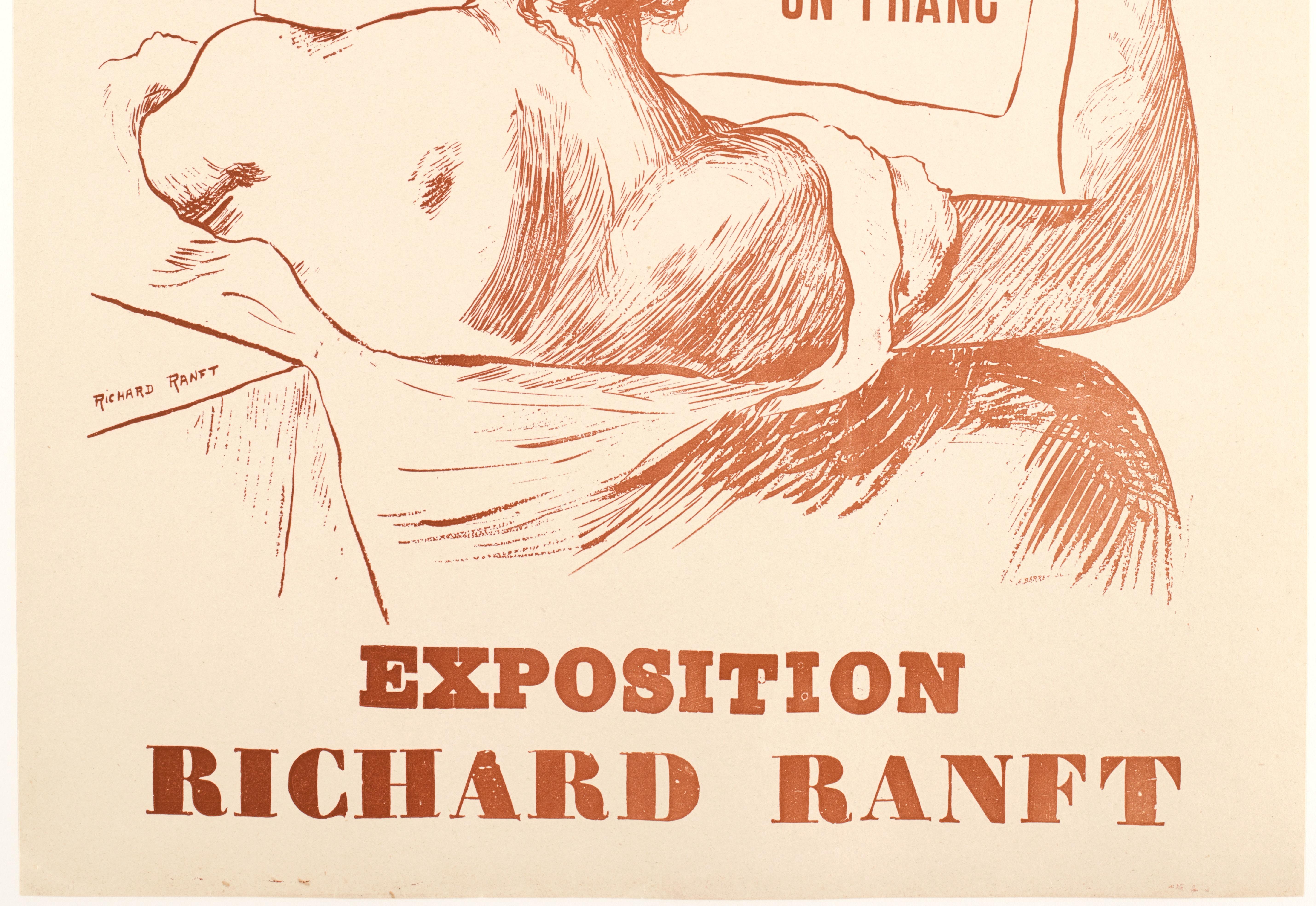 French Richard Ranft, Original Vintage Poster, Salon des Cent, Exhibition, Paris, 1894 For Sale