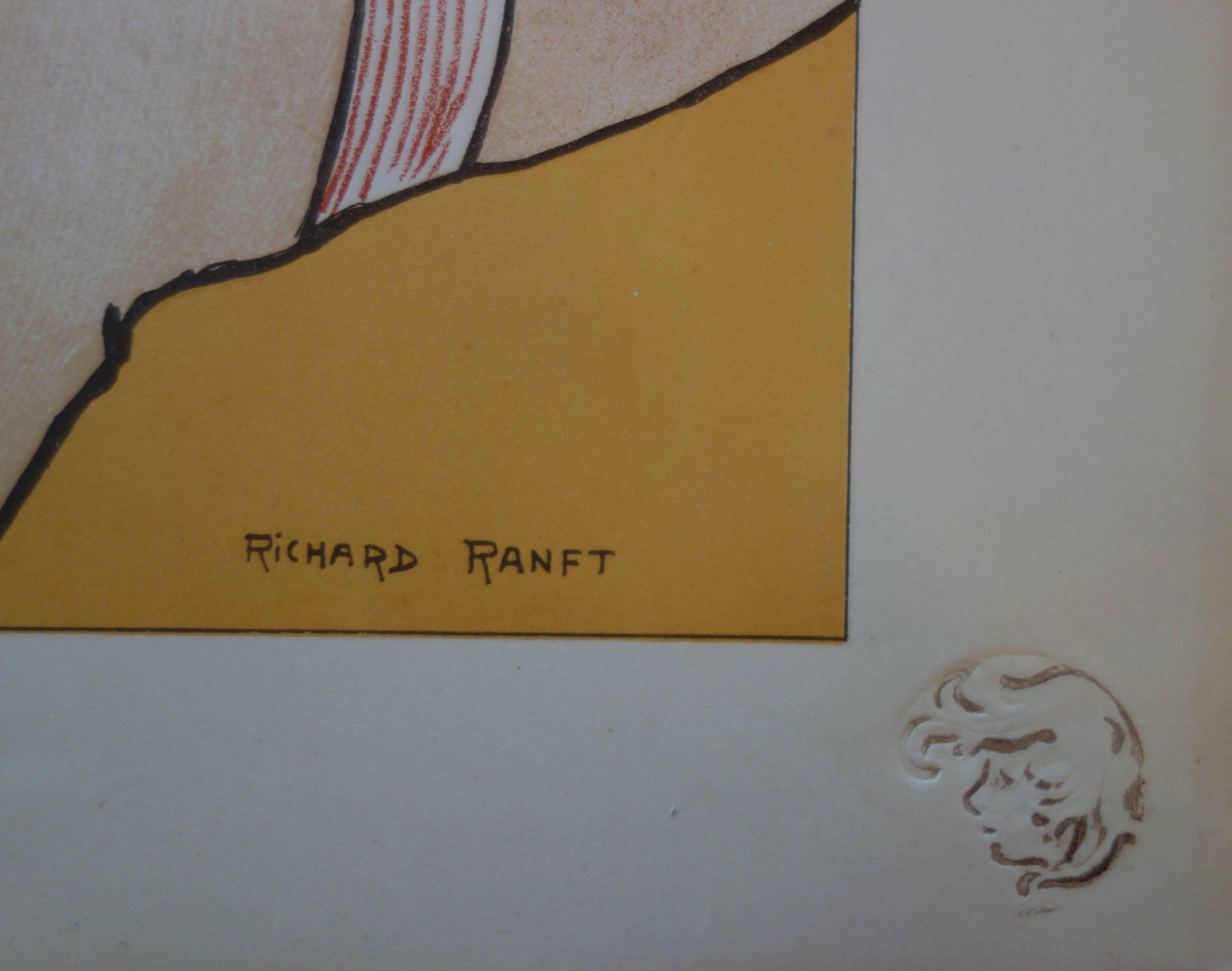 Art Nouveau : Circo: Cavalliera - Litografia originale 1898 - Print di Richard Ranft