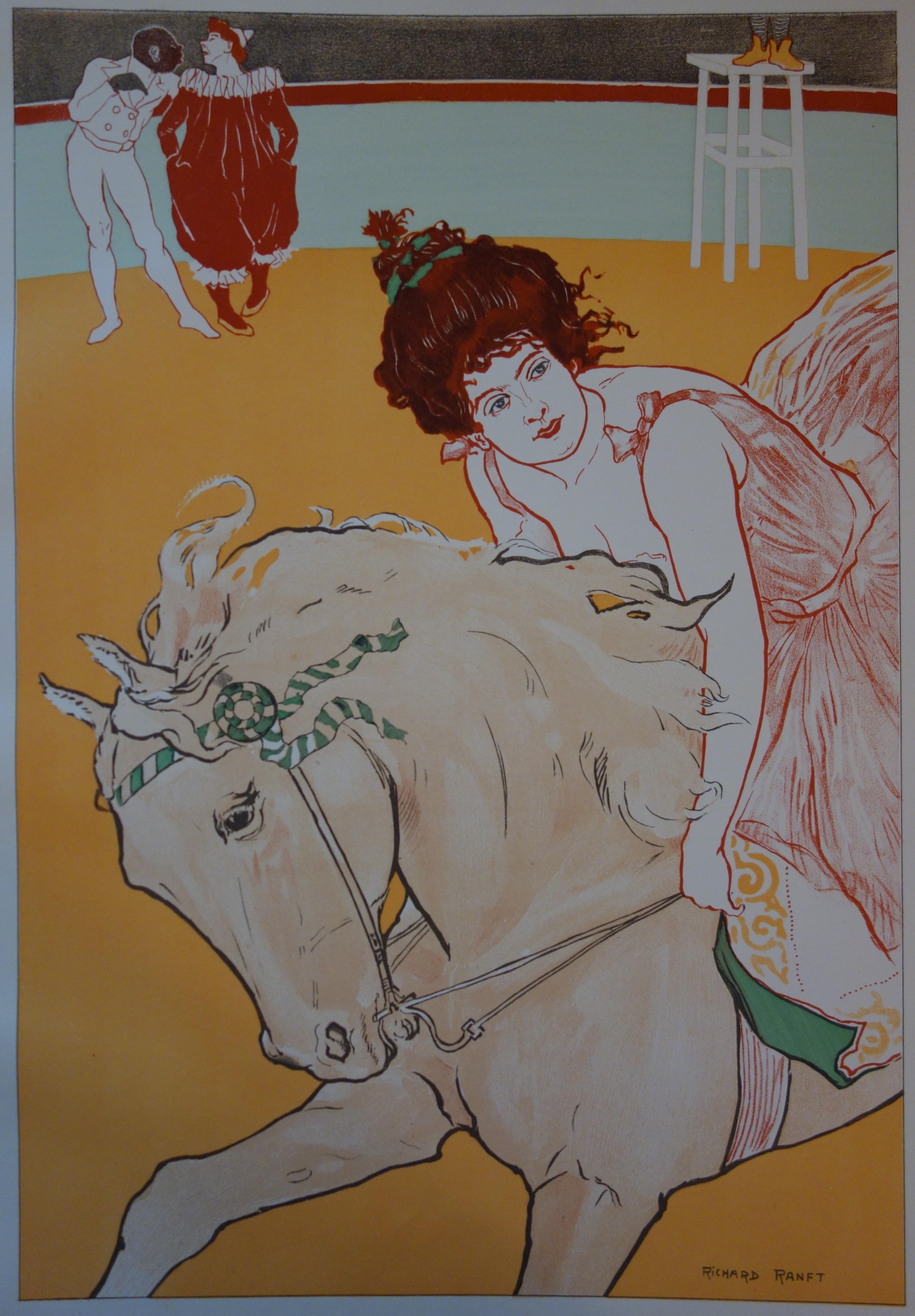 Art Nouveau : Circo: Cavalliera - Litografia originale 1898 in vendita 2