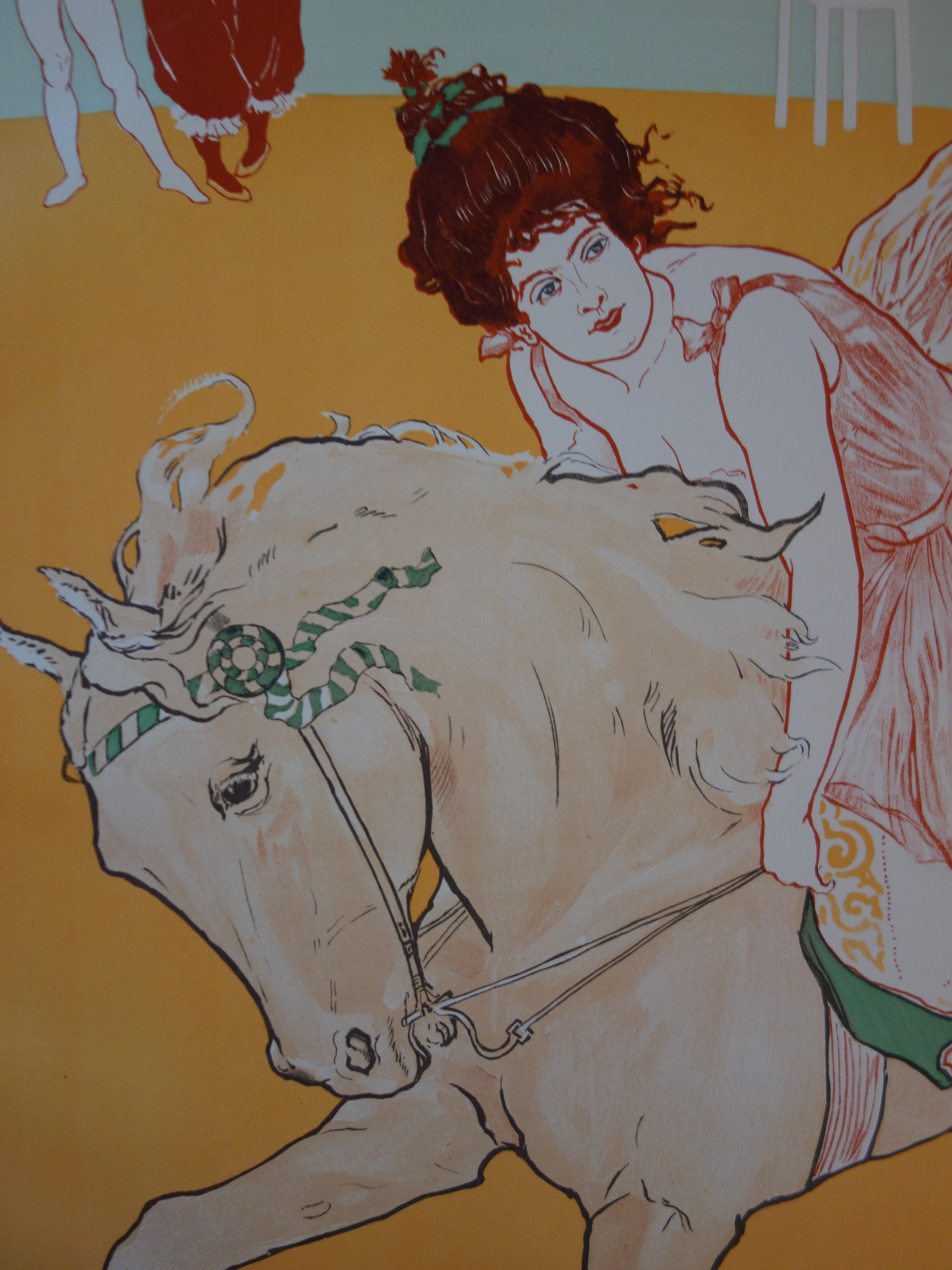 Art Nouveau : Circo: Cavalliera - Litografia originale 1898 in vendita 4
