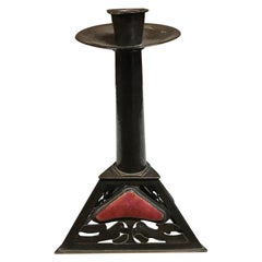 Richard Rathbone Attr. in the Style of CFA Voysey, an Arts & Crafts Candlestick